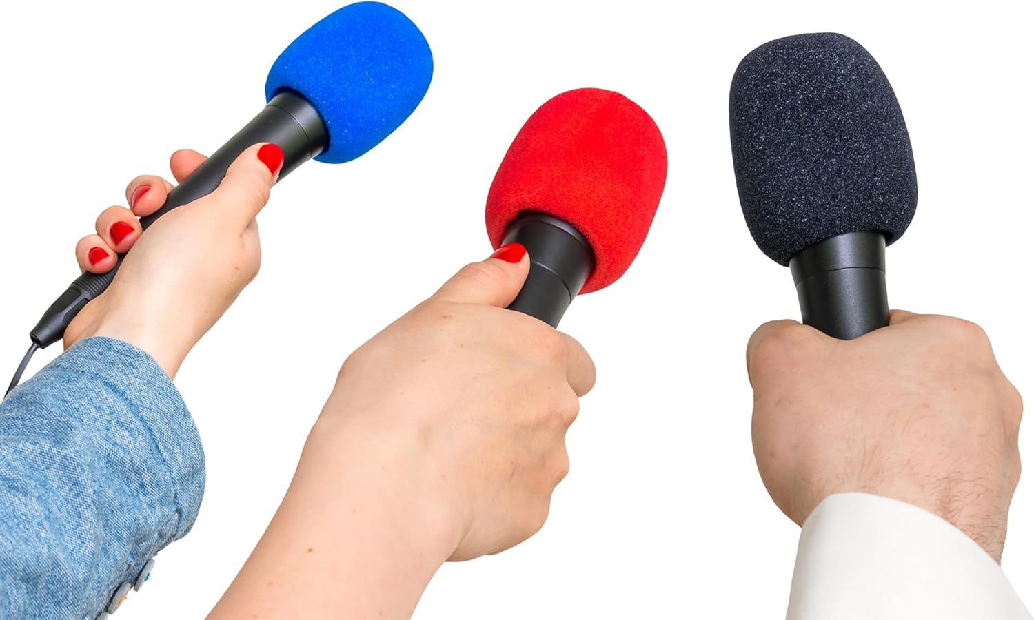 20 fundas de espuma de micrófono, gruesas de mano, para micrófono, parabrisas reutilizables, para la mayoría de micrófonos (multicolor)