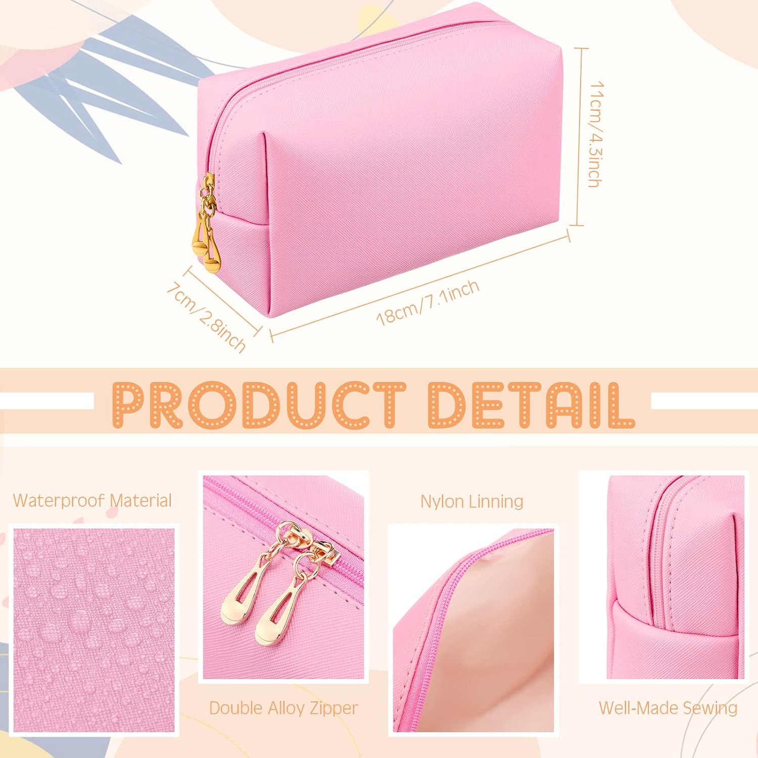 Kigeli 15 bolsas de maquillaje estéticas de piel sintética, bolsa de maquillaje, bolsa de cosméticos a granel, bolsa de cosméticos lisa a granel,