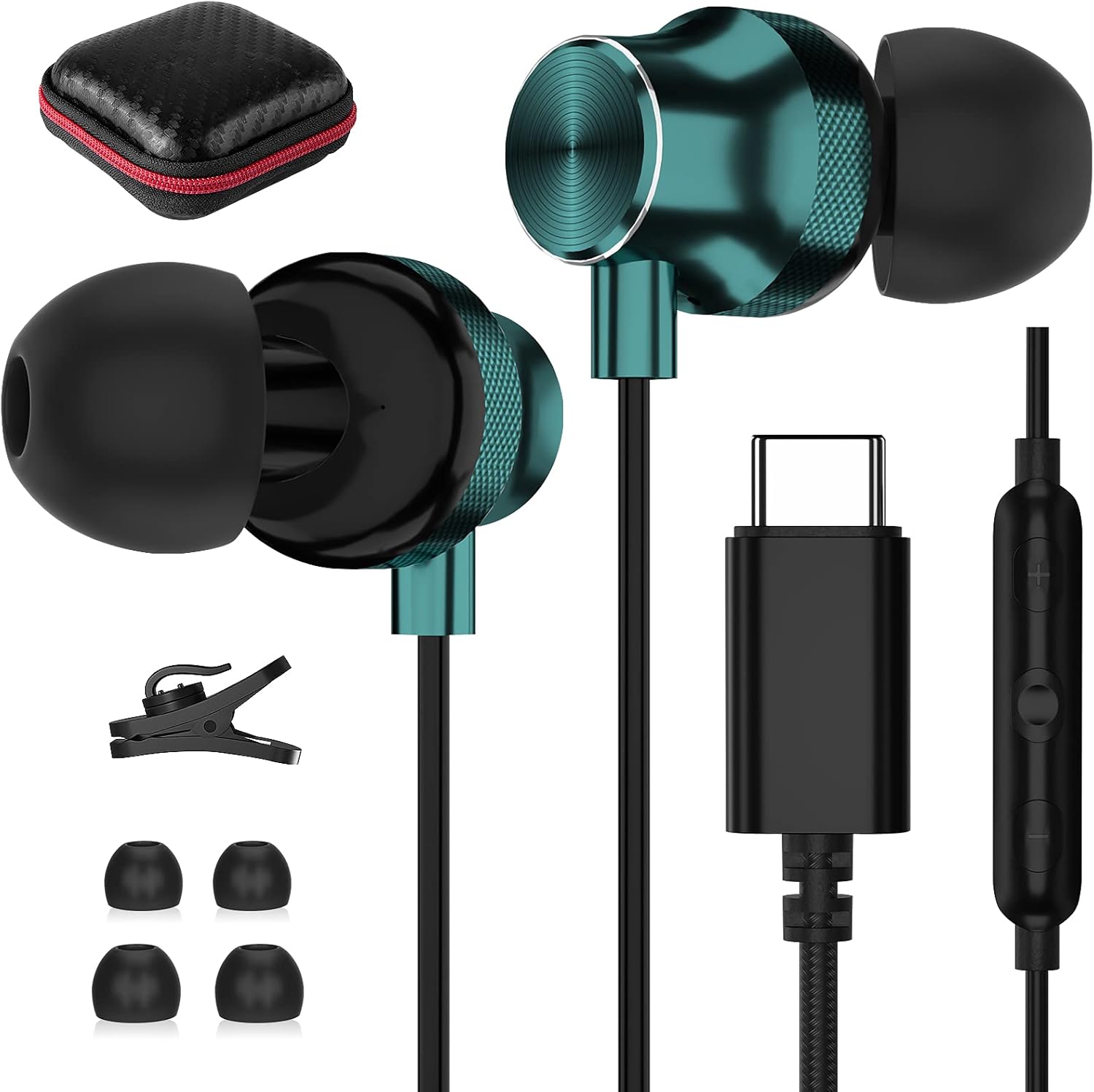 Auriculares USB C, TITACUTE con cable para iPhone 15 Pro Max, Samsung S23 FE S22 S21 S20 A53 A54 Galaxy Z con cancelación de ruido tipo C con