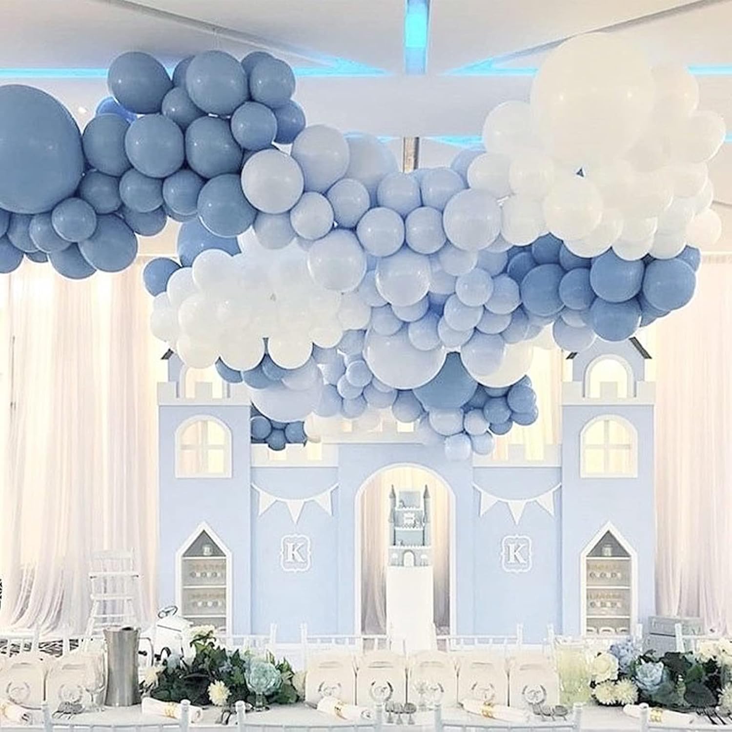 PartyWoo Globos azul pastel, 4 globos grandes de 36 pulgadas de color azul pálido, globos azules grandes para arco de globos de guirnalda de globos