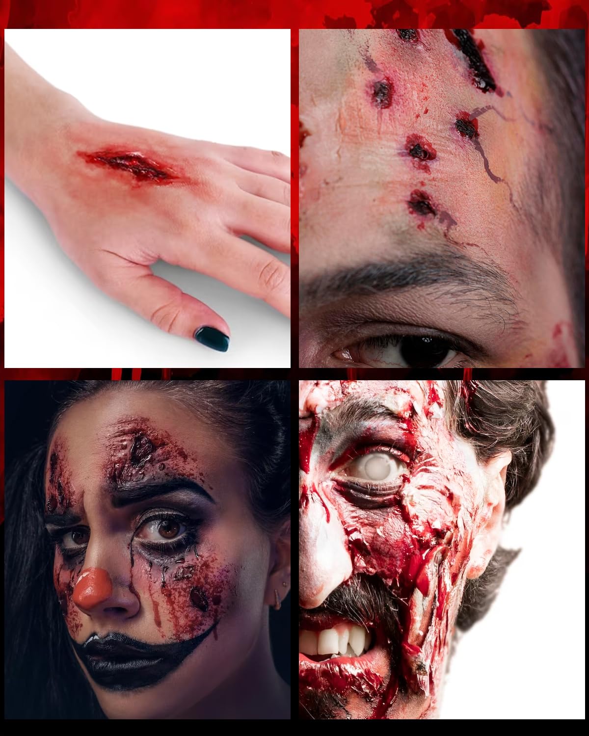 Roizefar Kit de maquillaje SFX de Halloween, 8 colores profesionales de efecto especial para la cara y el cuerpo, paleta de pintura con cera de