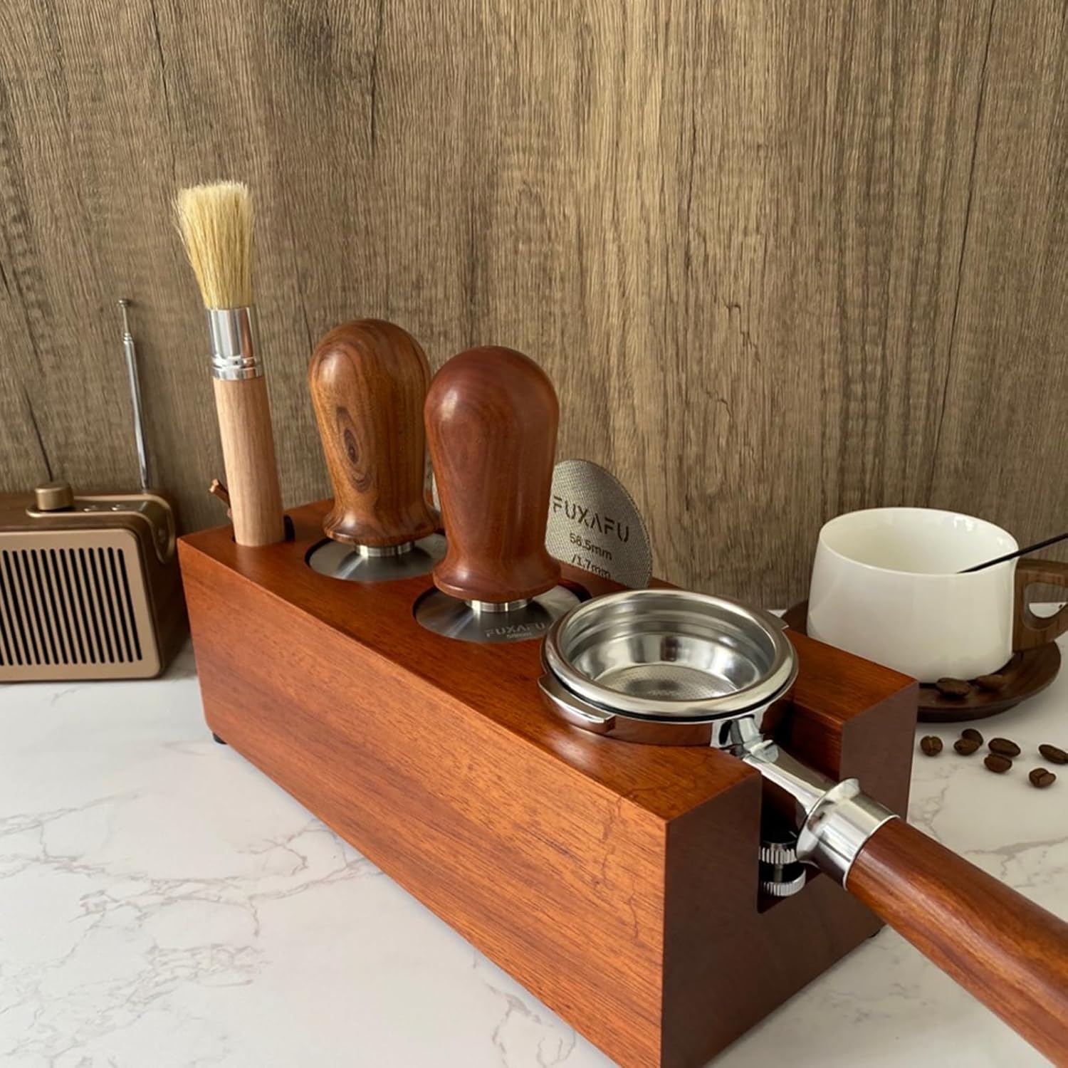 FUXAFU Tamper de café de 2.087 in, un avanzado manipulador de café espresso de acero inoxidable con mecanismo de calibración con resorte y mango de