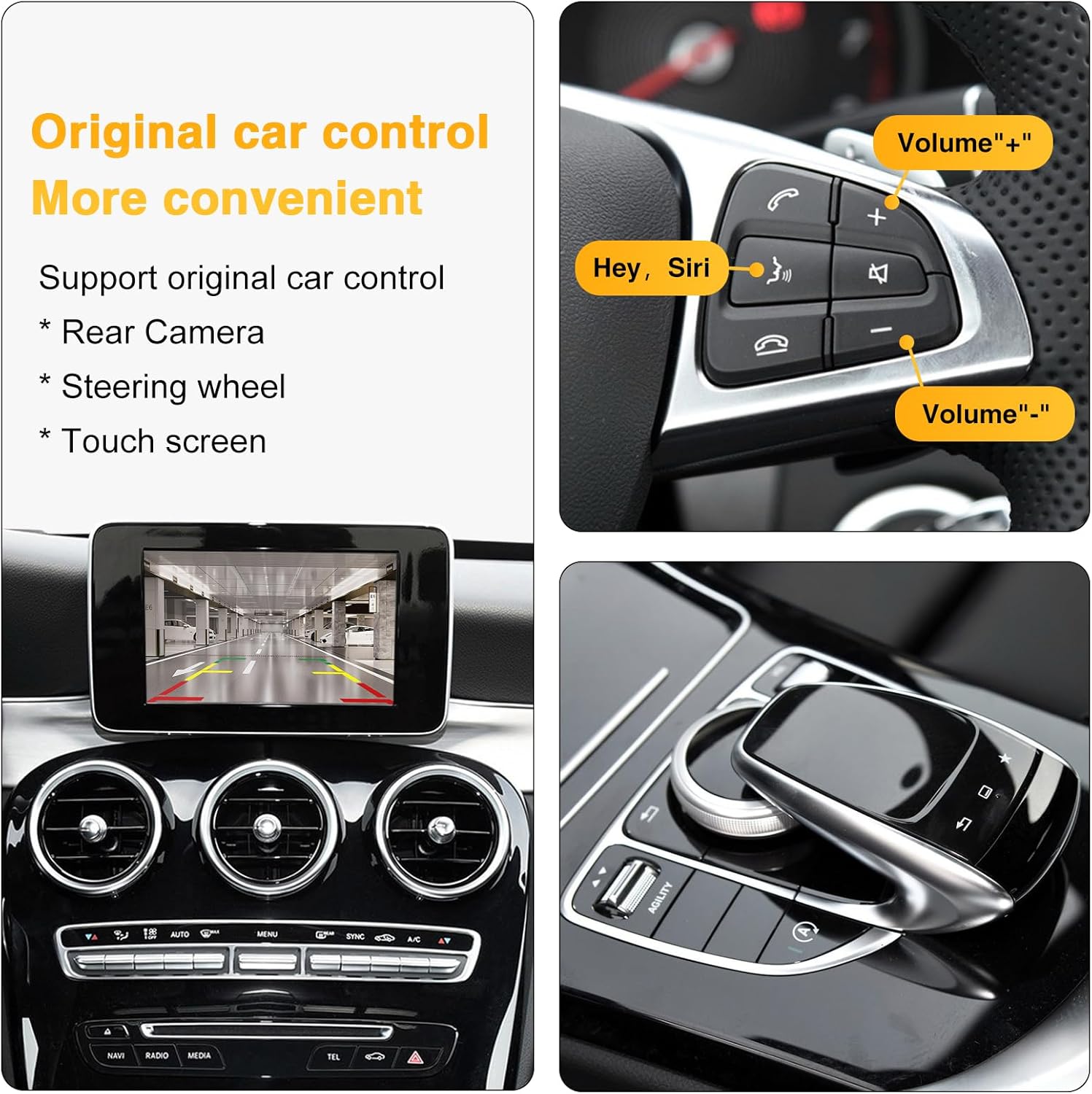 NINETOM Kit de reequipamiento inalámbrico Carplay Decodificador para Mercedes Benz NTG5.0 C GLC CLA GLA Clase W205 2015-2018 año, soporte Android