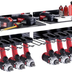 VEVOR Organizador de herramientas eléctricas, 4 ranuras, 2 capas, paquete de 2 soportes inalámbricos para taladro de pared, estación de carga de VEVOR Organizador de herramientas eléctricas, 4 ranuras, 2 capas, paquete de 2 soportes inalámbricos para taladro de pared, estación de carga de