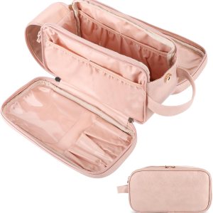 Droombouw Neceser organizador de maquillaje de viaje para mujer, accesorios de aseo cosmético, kit de Dopp de gran capacidad, impermeable, mango Droombouw Neceser organizador de maquillaje de viaje para mujer, accesorios de aseo cosmético, kit de Dopp de gran capacidad, impermeable, mango