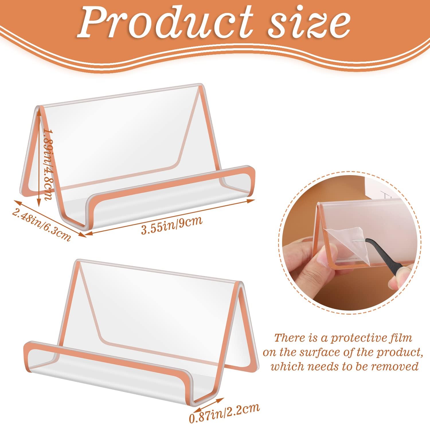 BESARME 4 piezas de soporte para tarjetas de visita de color oro rosa para escritorio, soporte de acrílico moderno para tarjetas de visita de