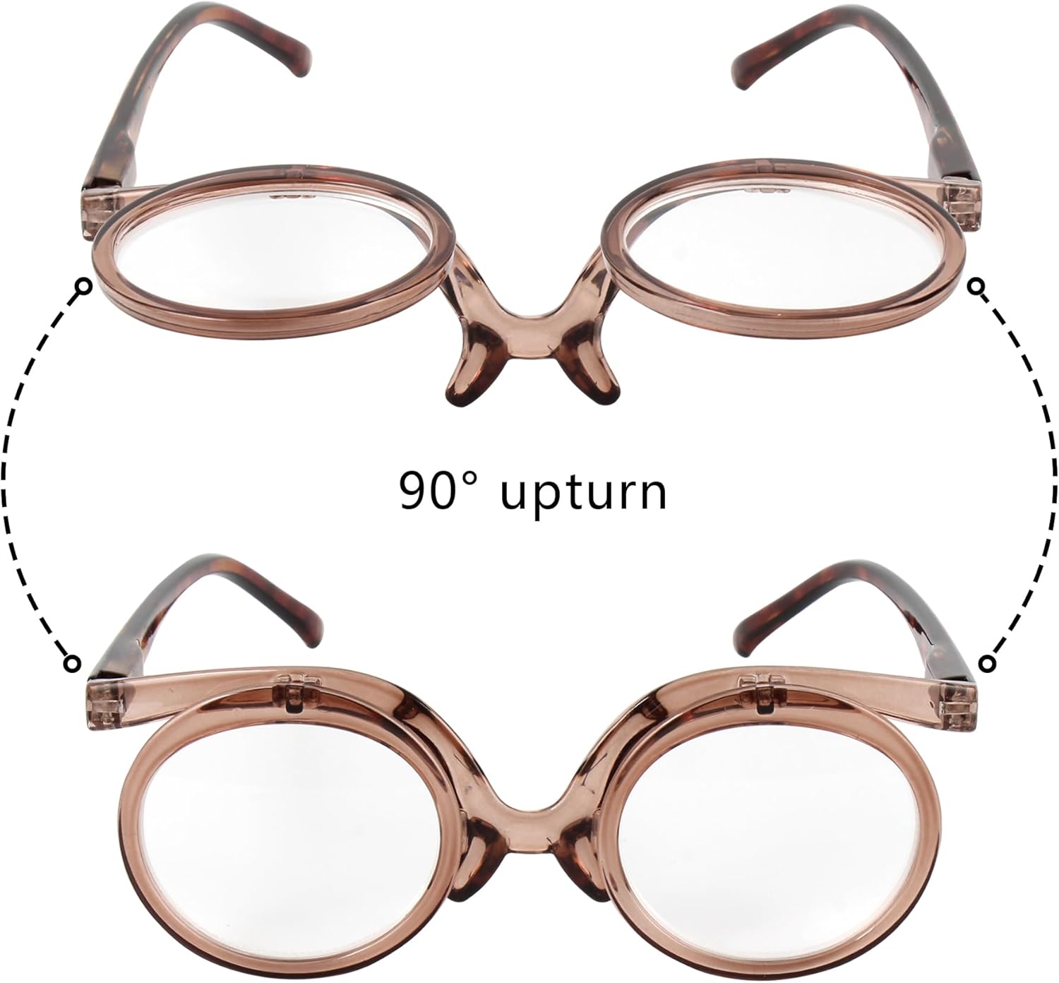 Aisi Gafas de lectura de maquillaje para las mujeres lectores cosméticos Flip Up doble lente aumento gafas
