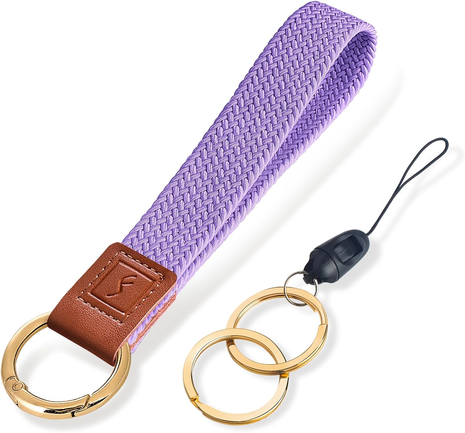 Fishent Llavero tejido con cordón de muñeca, bonito llavero elástico para mujeres y hombres, llaves de automóvil, tarjetas de identificación,