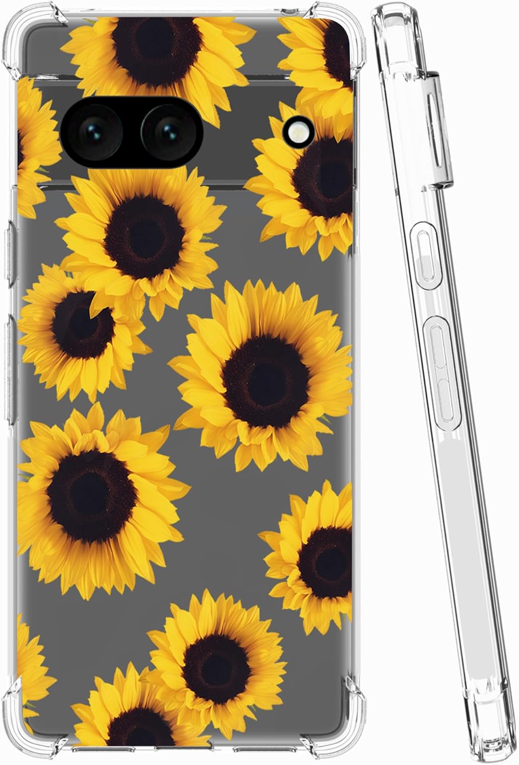 Sidande Funda para Pixel 7A, Google 7A GWKK3 para niñas y mujeres, transparente, floral, suave, flexible, TPU delgada, funda protectora para Google