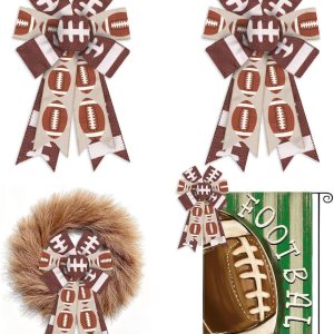 2 lazos de fútbol para corona de Super Bowl, lazo de corona de fútbol para decoración de fiesta de fútbol, día de juego, arco de corona deportiva 2 lazos de fútbol para corona de Super Bowl, lazo de corona de fútbol para decoración de fiesta de fútbol, día de juego, arco de corona deportiva