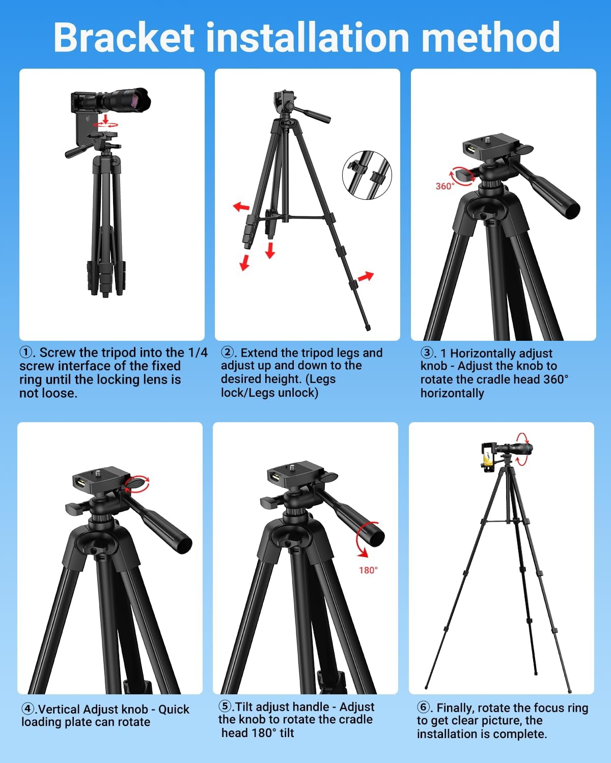 APEXEL Lente telefoto HD de alta potencia 60X, lente de teléfono celular móvil de alta potencia con trípode de extensión y control remoto