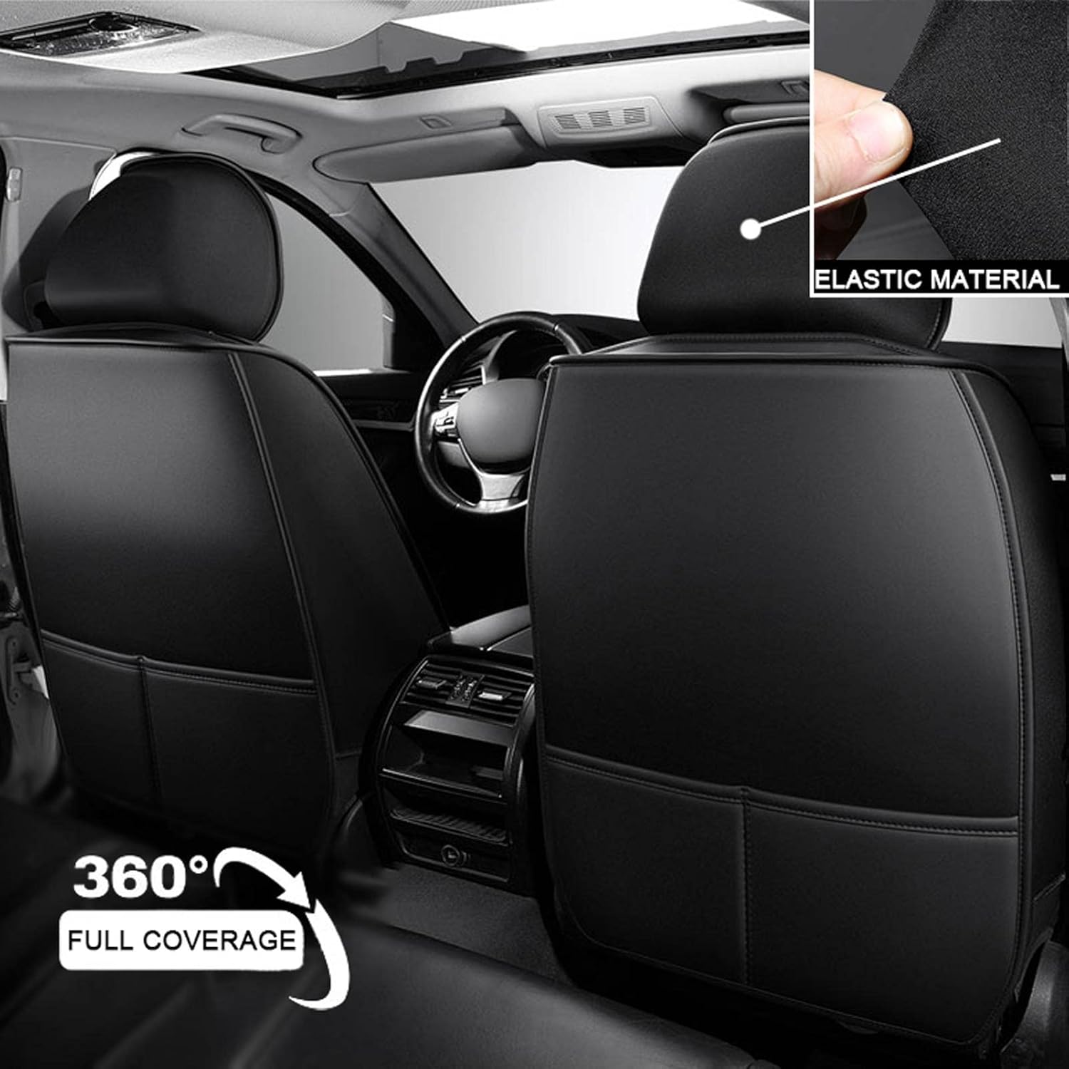 Funda de asiento de automóvil compatible con Mazda Mazda2 Mazda3 Mazda5 Mazda6 totalmente cubierta de piel sintética de 5 asientos, cómoda,
