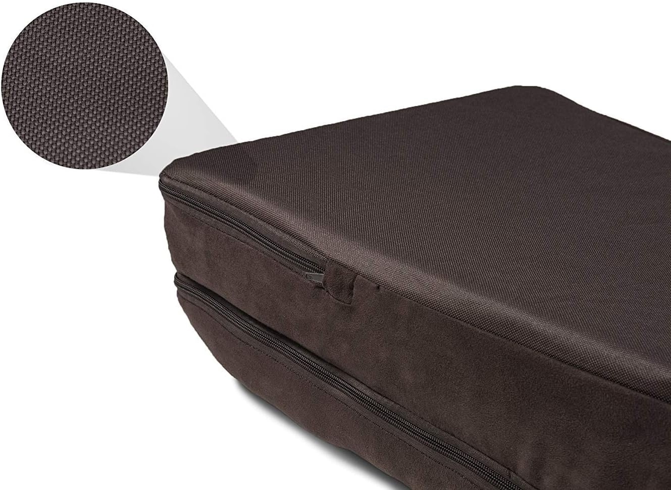 Furhaven – Cama ortopédica de espuma para perros, de piel sintética y gamuza, en forma de L, en dos tonos, estilo caja de huevos, espresso, talla M
