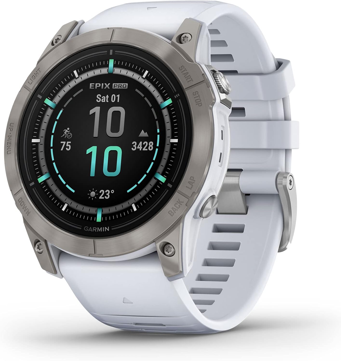 Garmin epix Gen 2 Pro Sapphire Edition, 2.008 in, titaniopiedra blanca  Pantalla AMOLED, reloj inteligente de alto rendimiento, tecnología de