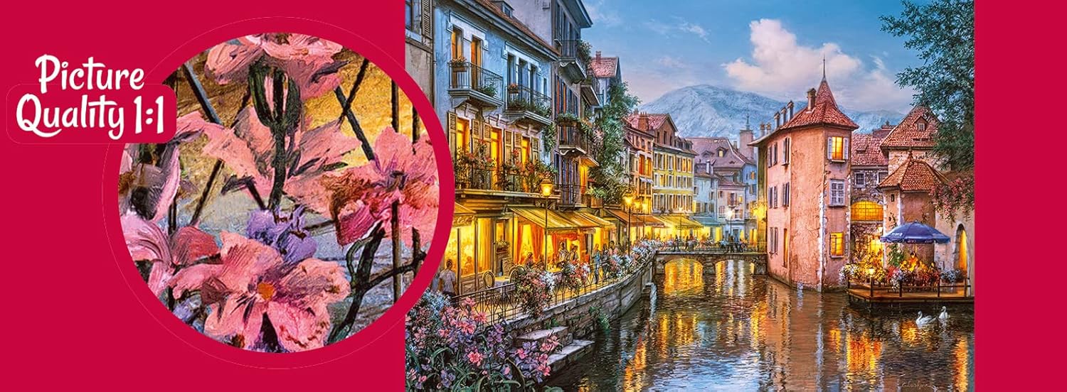 Evening in Annecy – Rompecabezas de 1000 piezas, alta definición con colores vibrantes para adultos y adolescentes, interactúa con familiares y