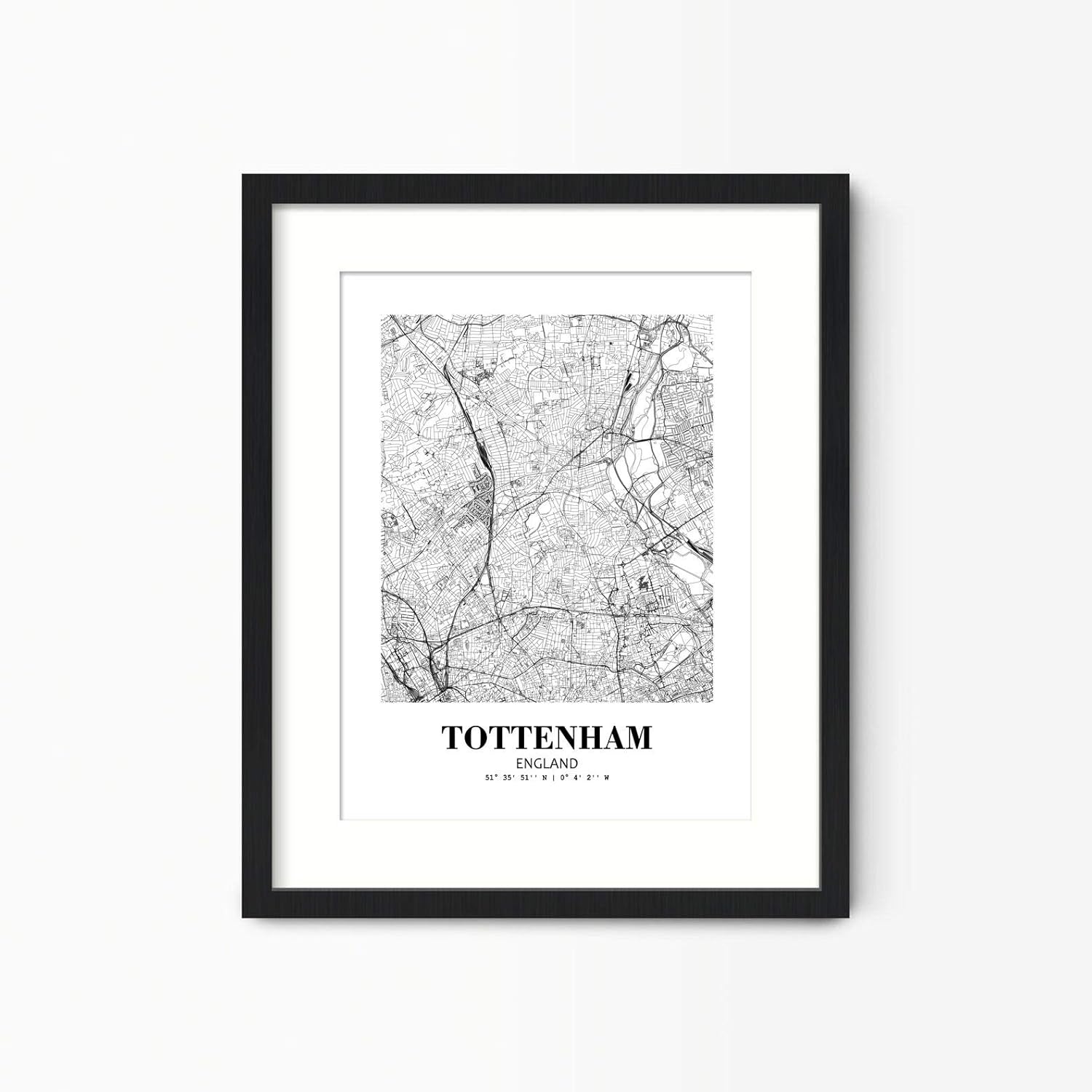 11 x 14 sin marco Tottenham Inglaterra vista de la ciudad abstracta camino moderno mapa arte impresión póster pared oficina decoración del hogar
