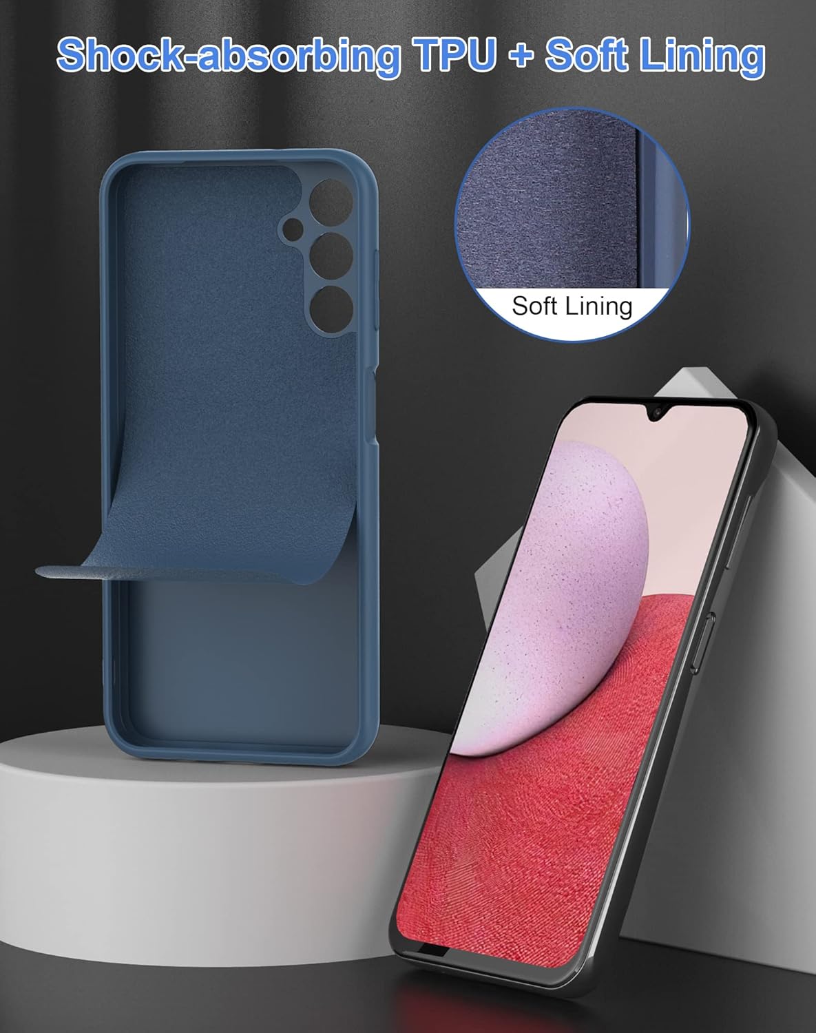 Foluu Funda de silicona para Samsung Galaxy A14 5G, funda protectora de goma de gel líquido con forro de microfibra suave, carcasa rígida delgada a