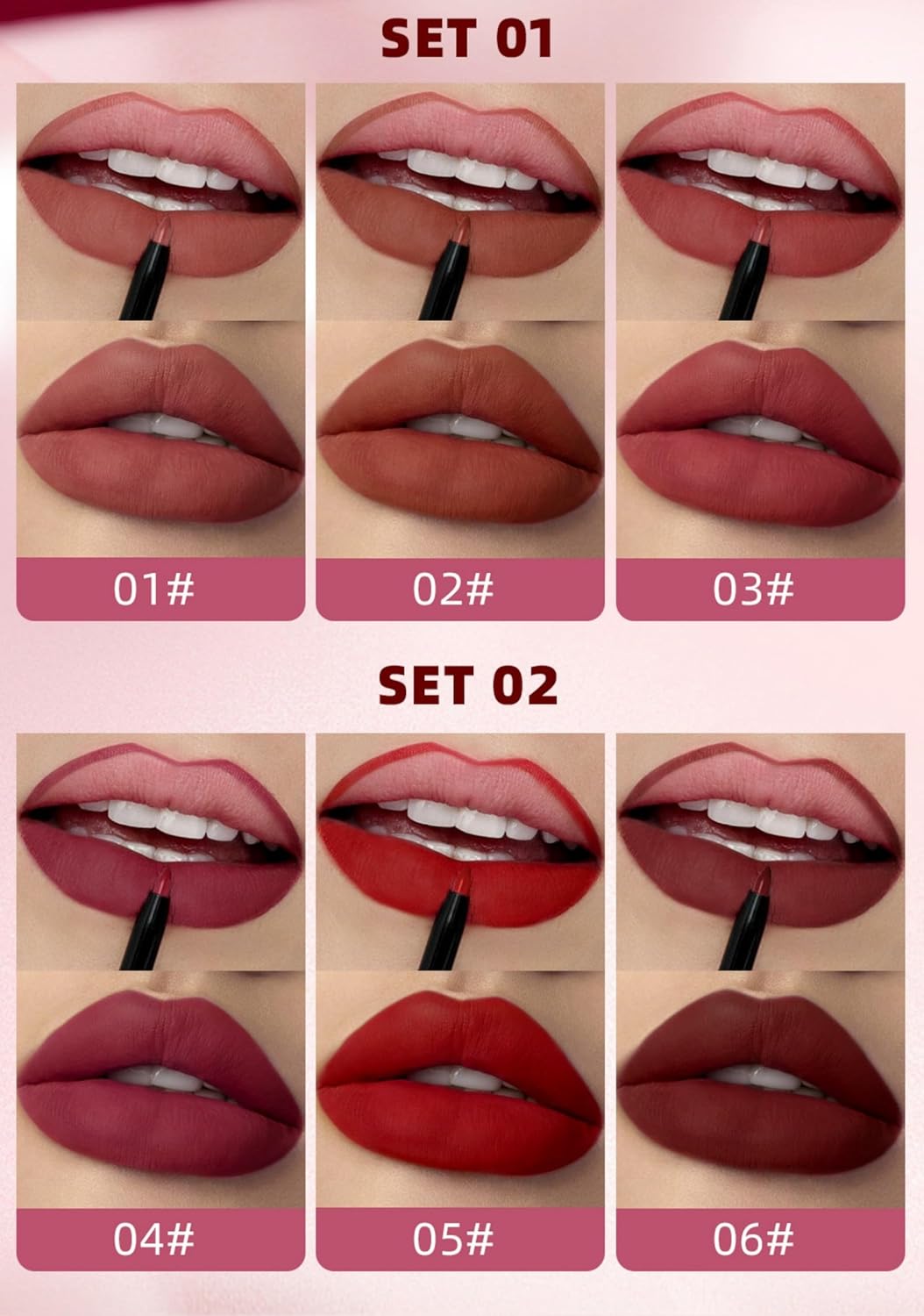 Kit de 3 lápices labiales líquidos mate y delineador de labios 2 en 1, juego de brillo labial pigmentado y delineador de labios de larga duración e