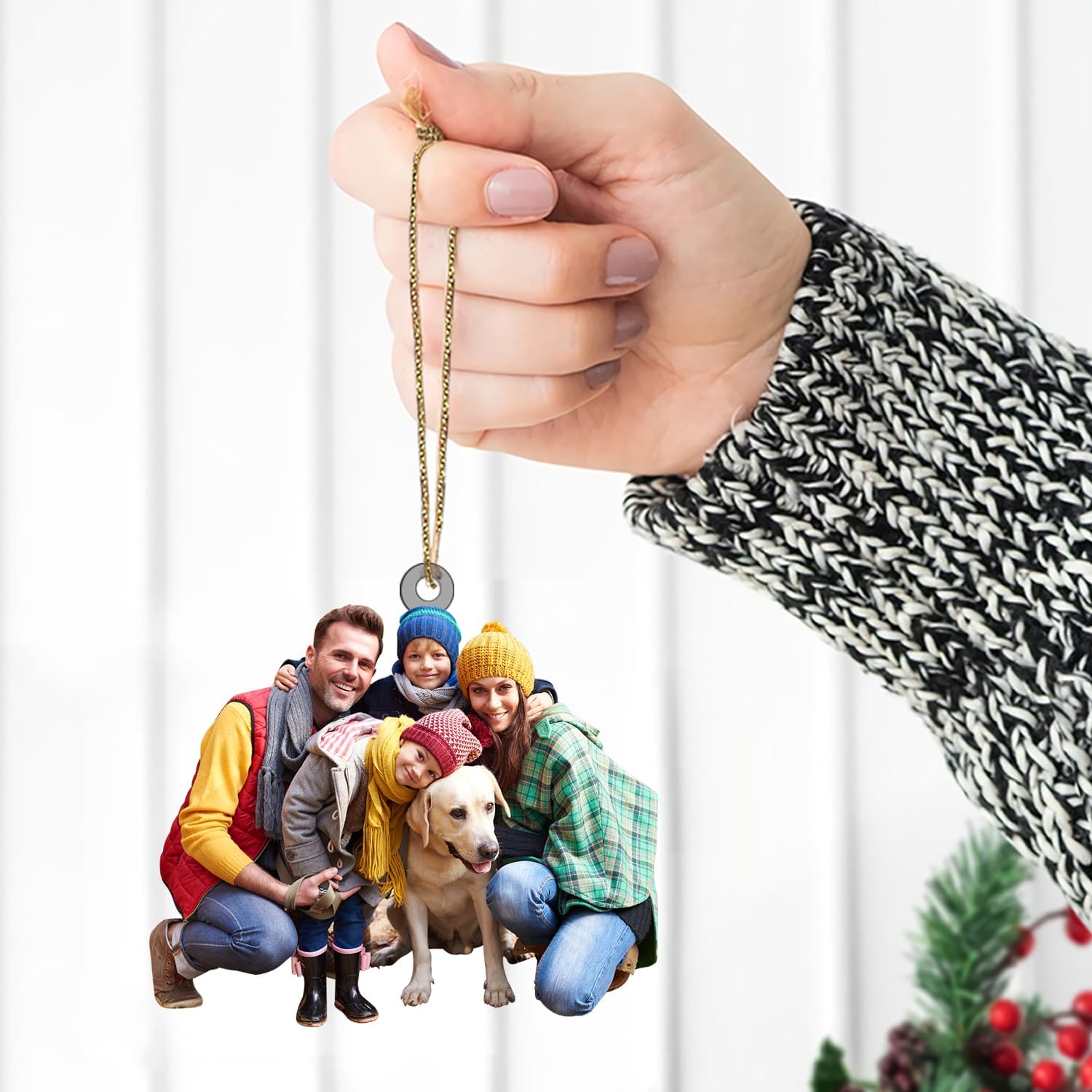 Adorno de Navidad con foto personalizada para árbol, regalos de Navidad personalizados en 2D para familiares y amigos, adorno de imagen