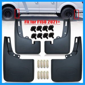 Aletas de barro para F150 2021 2022 2023 2024  No hay necesidad de taladrar agujeros, moldura de labio de rueda delantera y trasera protector contra Aletas de barro para F150 2021 2022 2023 2024  No hay necesidad de taladrar agujeros, moldura de labio de rueda delantera y trasera protector contra
