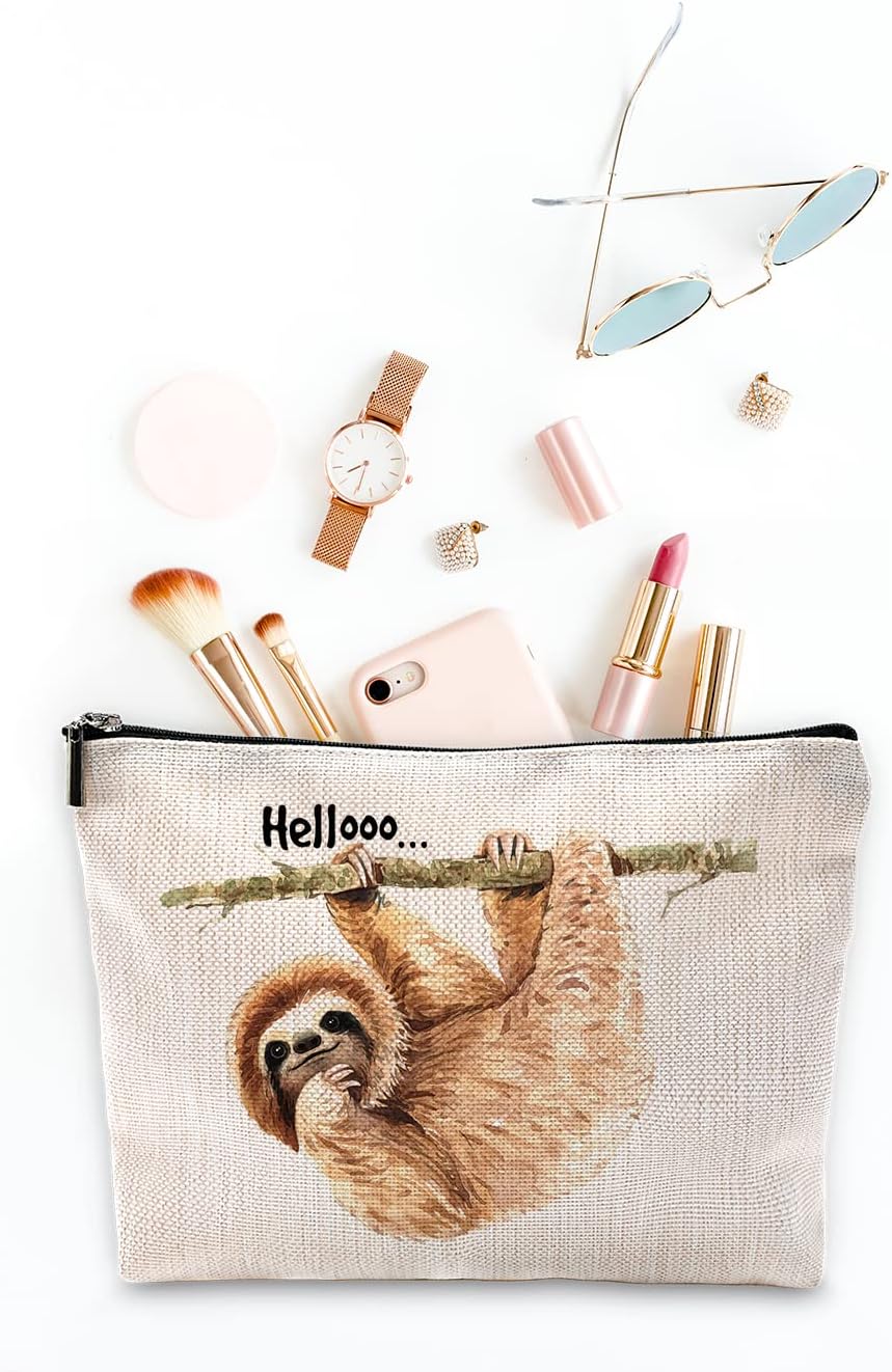 Hola divertida bolsa de maquillaje de perezoso salvaje, bonita bolsa de cosméticos de perezoso colgante para mujeres y niñas, regalos de cumpleaños,