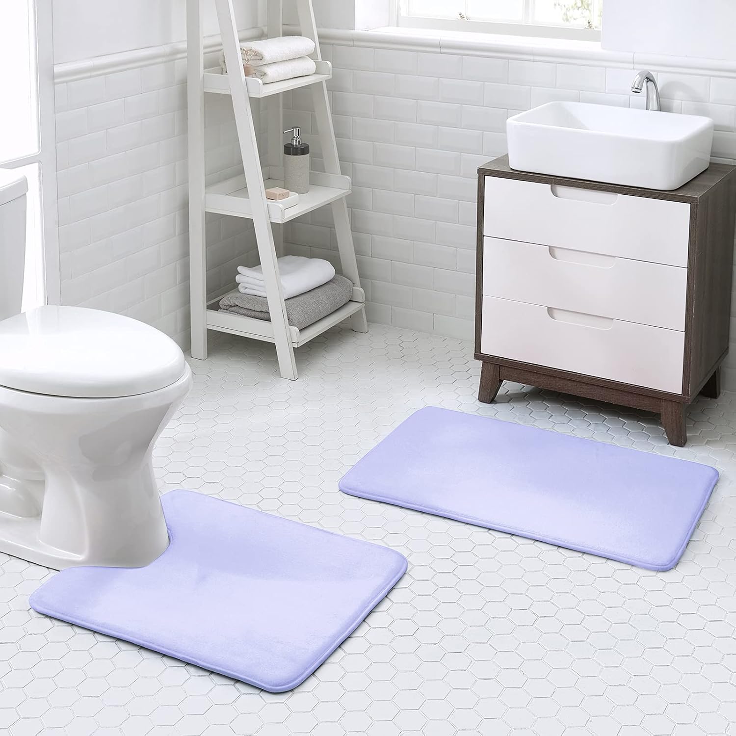 Walensee – Tapete de baño espuma viscoelástica extra grueso, antideslizante, absorbente y súper acogedor, terciopelo suave lujo, alfombra pequeña