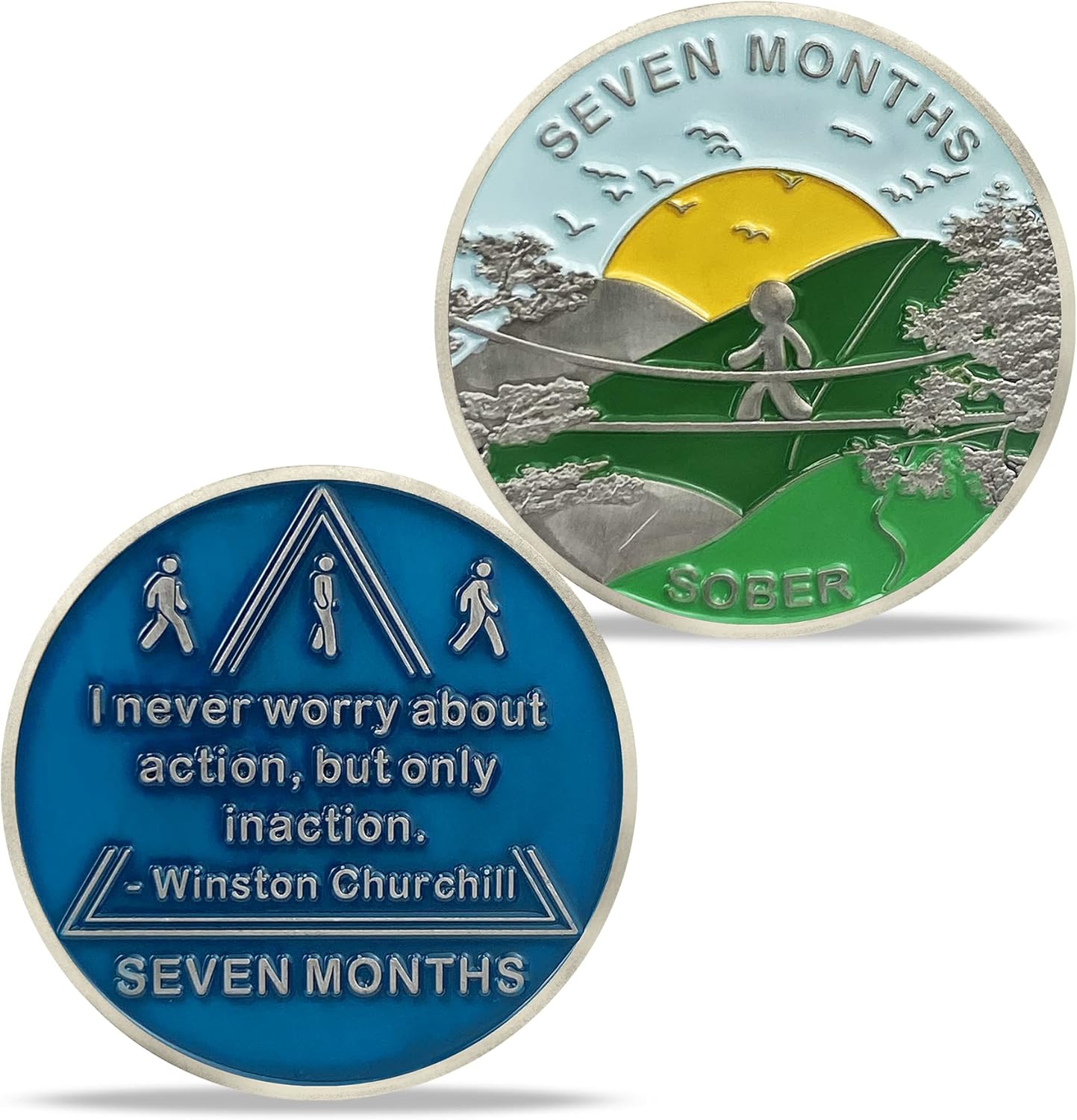 Moneda de sobriedad de 7 meses Alcohólicos Medallón Anónimo AA, Token de chip AA, regalos de sobriedad para mujeres y hombres en recuperación (1-12