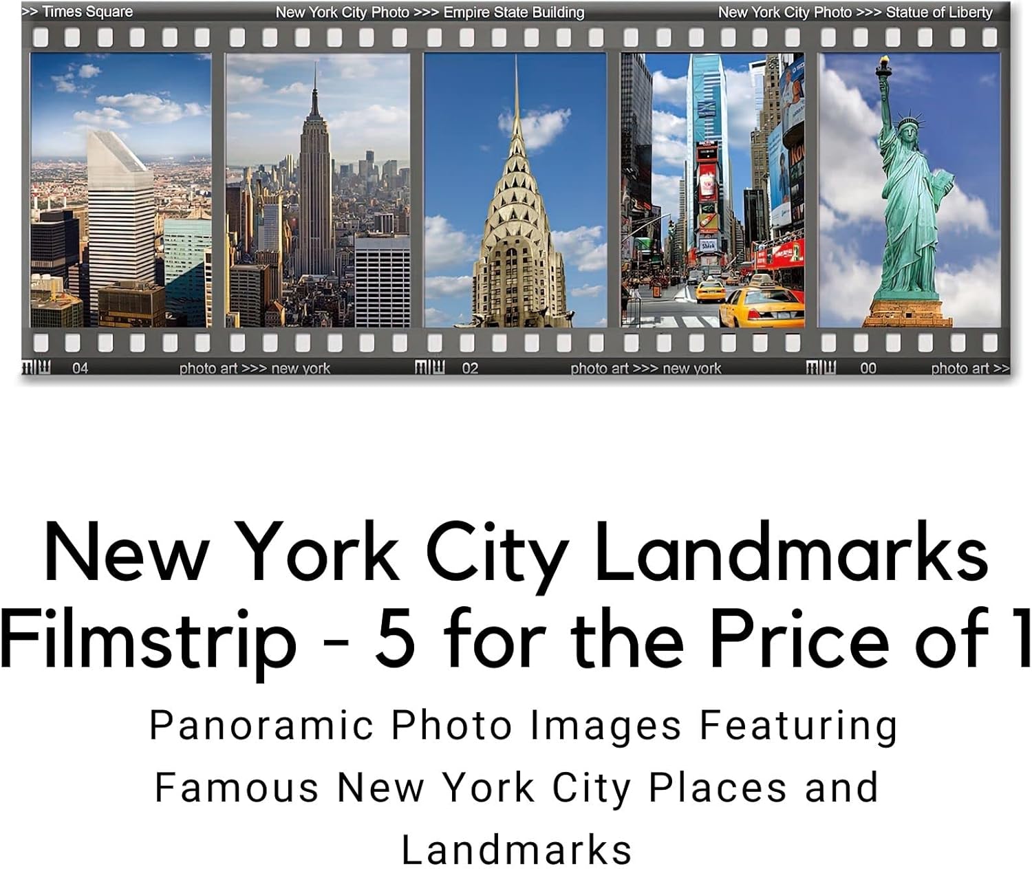 New York Landmarks Color Filmstrip – Imán de nevera de recuerdo fotográfico de la ciudad de Nueva York – Imanes de nevera de la ciudad de Nueva York
