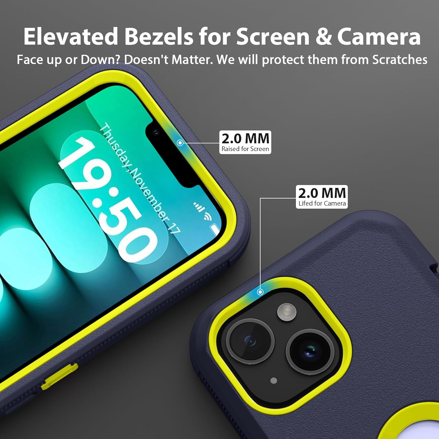 Jiunai Funda para iPhone 15, resistente, protección militar contra caídas, 2 en 1, sin pantalla, de doble capa, a prueba de golpes, resistente, a