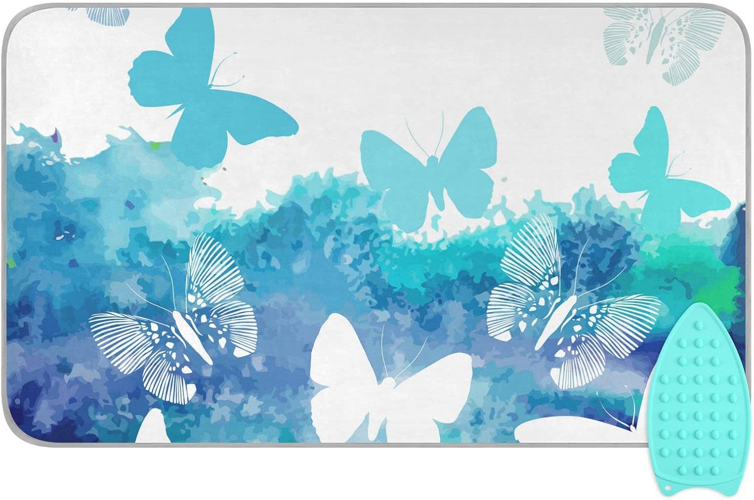 Clear Butterflies Homes – Alfombrilla de planchado (tamaño grande, 47 x 28 pulgadas) con acolchado de 0.118 in y soporte de silicona para planchar