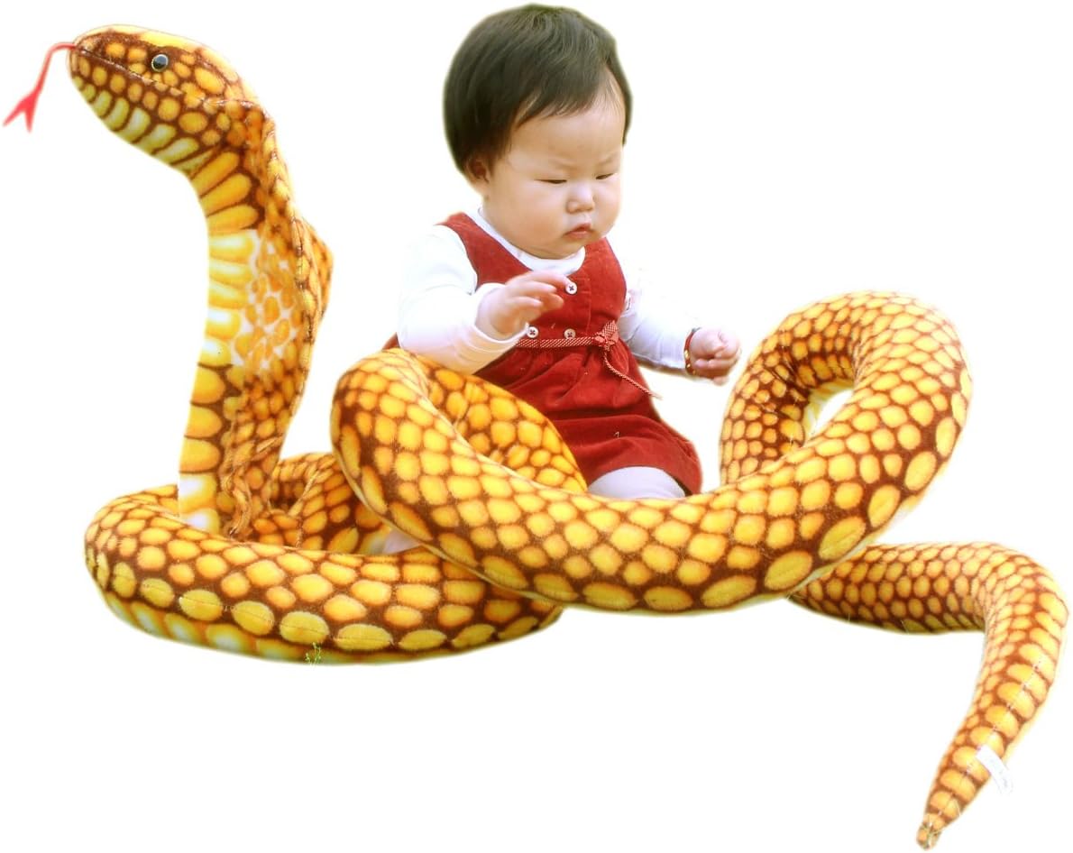 Animales de peluche gigantes realistas Naja Nivea Cape Cobra – Serpiente, 98 pulgadas de largo, 1 unidad