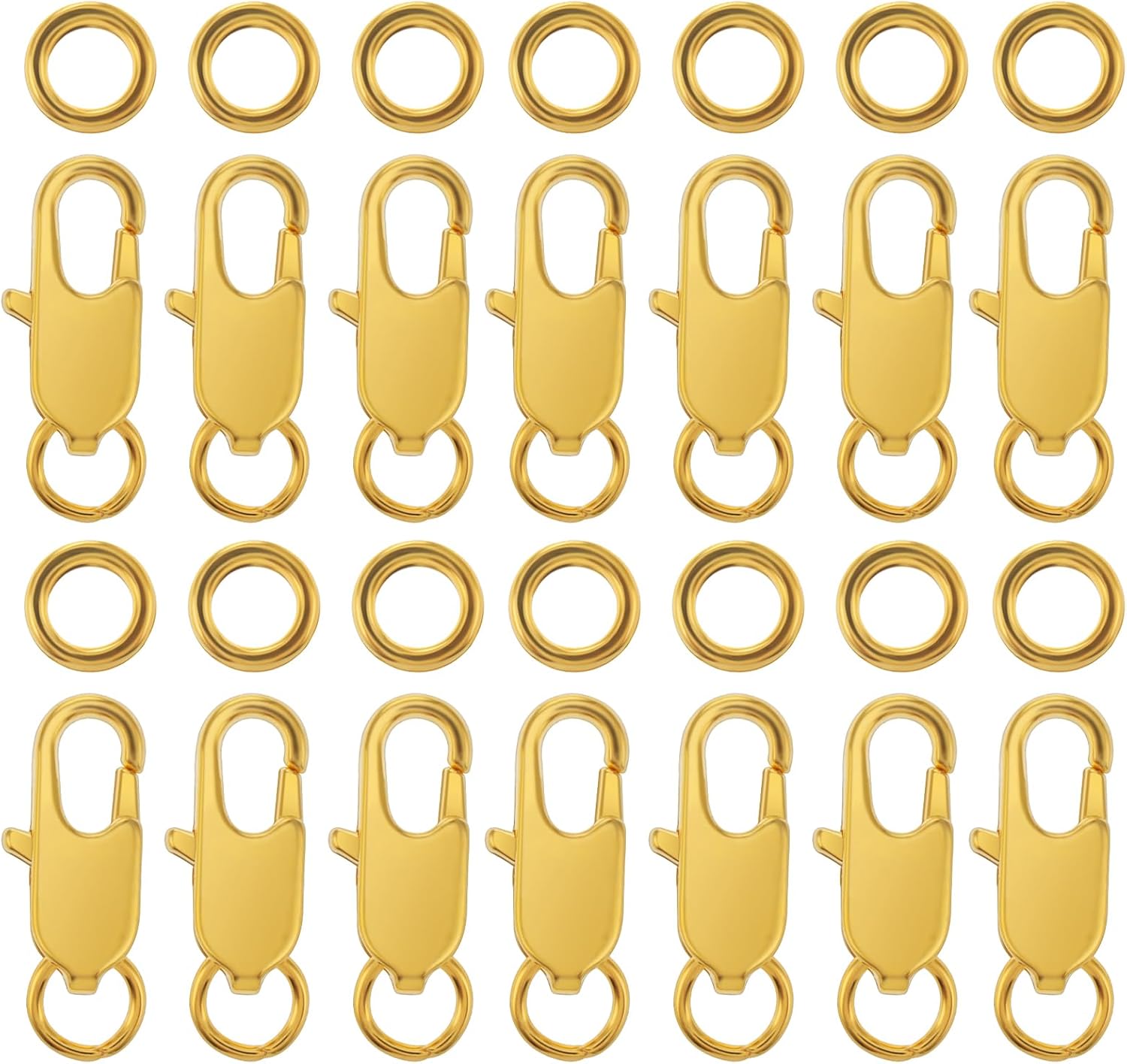 Cierres de pinza de langosta, 12 piezas con anillos cerrados, chapados en oro y plata, conector pequeño con anillo de salto para hacer joyas,