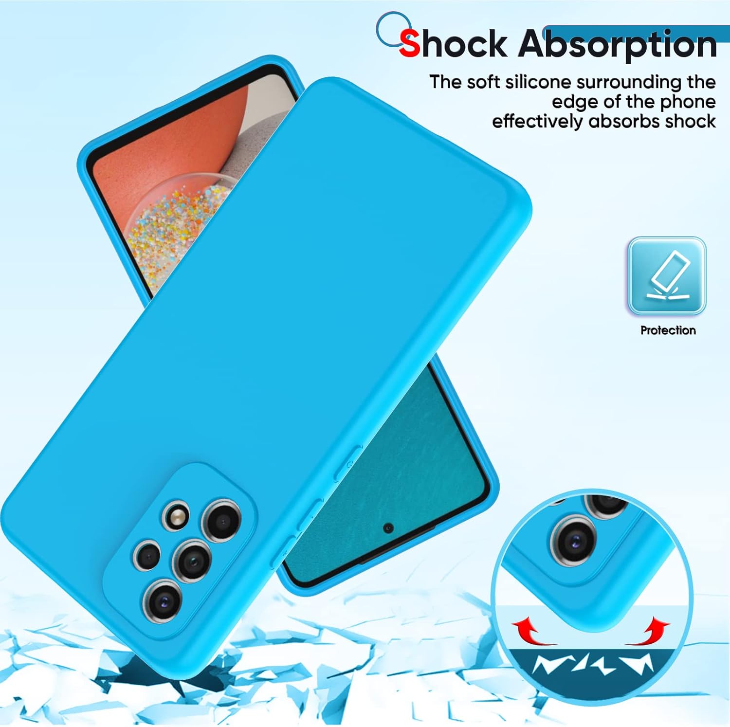LeYi Funda para Samsung Galaxy A53 5G, funda para teléfono Samsung A53 5G con 2 unidades Protector de pantalla de vidrio templado, funda de