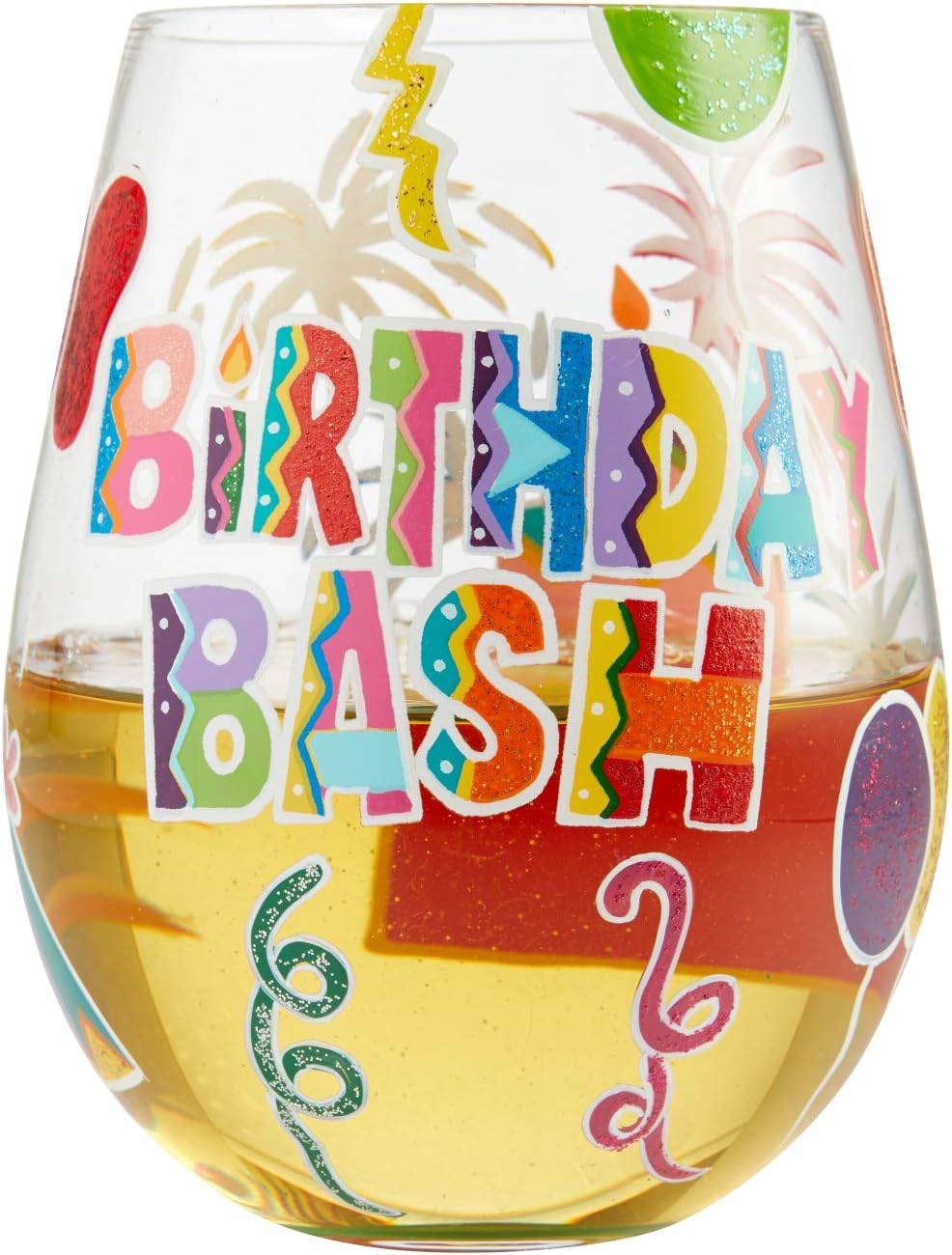 Enesco Designs by Lolita Birthday Bash – Copa de vino artesanal sin tallo, pintada a mano, 20 onzas, multicolor