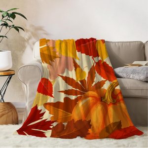 YeeJu Manta decorativa de otoño, color naranja, Acción de Gracias, cosecha de otoño, con estampado de calabazas lindas, para sofá, cama, sala de YeeJu Manta decorativa de otoño, color naranja, Acción de Gracias, cosecha de otoño, con estampado de calabazas lindas, para sofá, cama, sala de