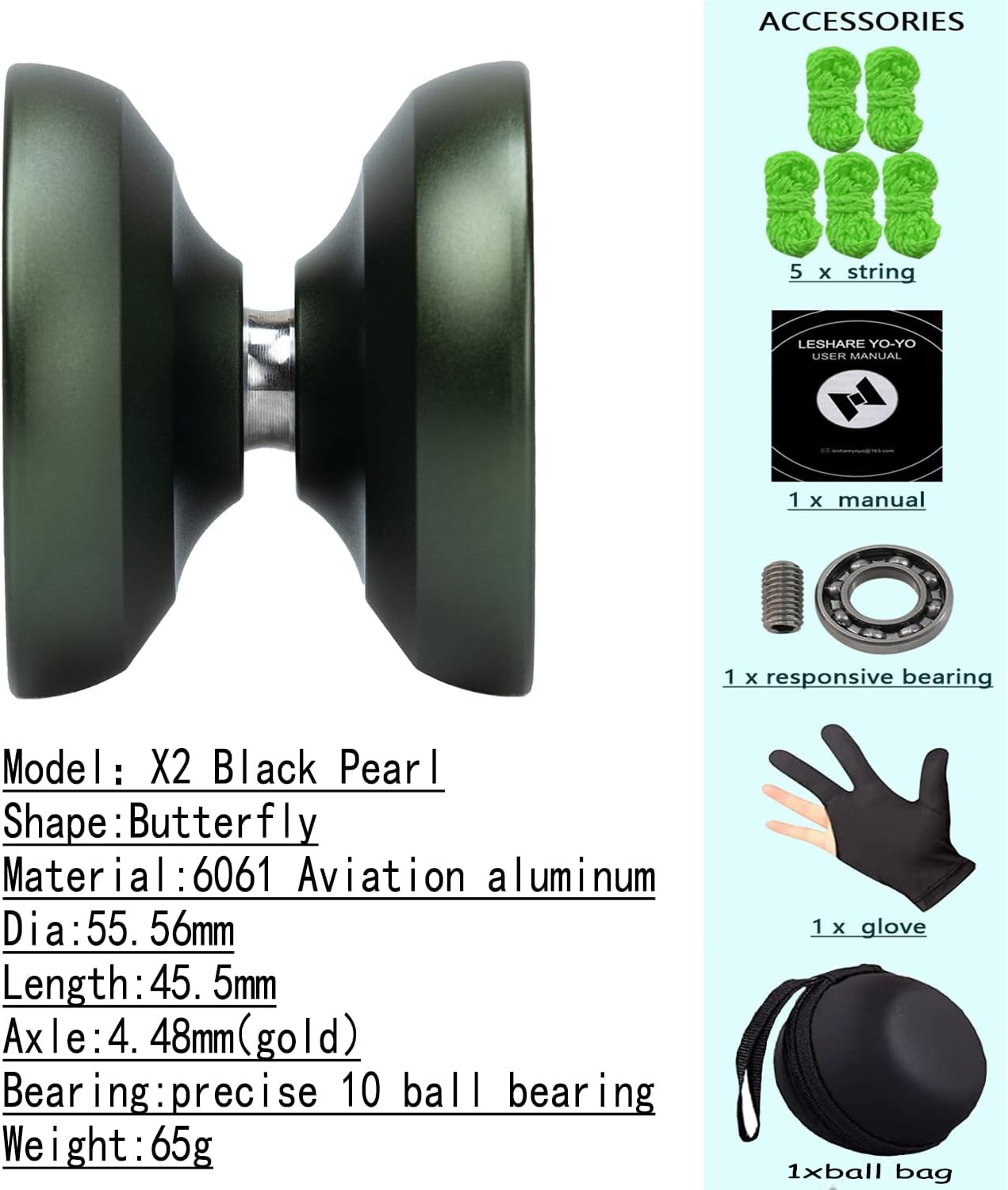 Yoyo profesional sensible de aluminio para niños principiantes, rodamiento de bolas de repuesto para jugadores avanzados de Yoyo + 1 guante + 5