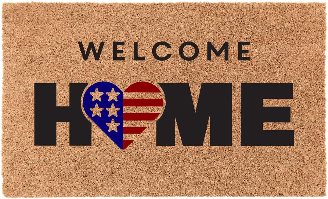 COCO MATS ‘N MORE Tapete de puerta Welcome Home USA  Toque patriótico para celebraciones del Día de la Independencia (18 pulgadas de largo x 30