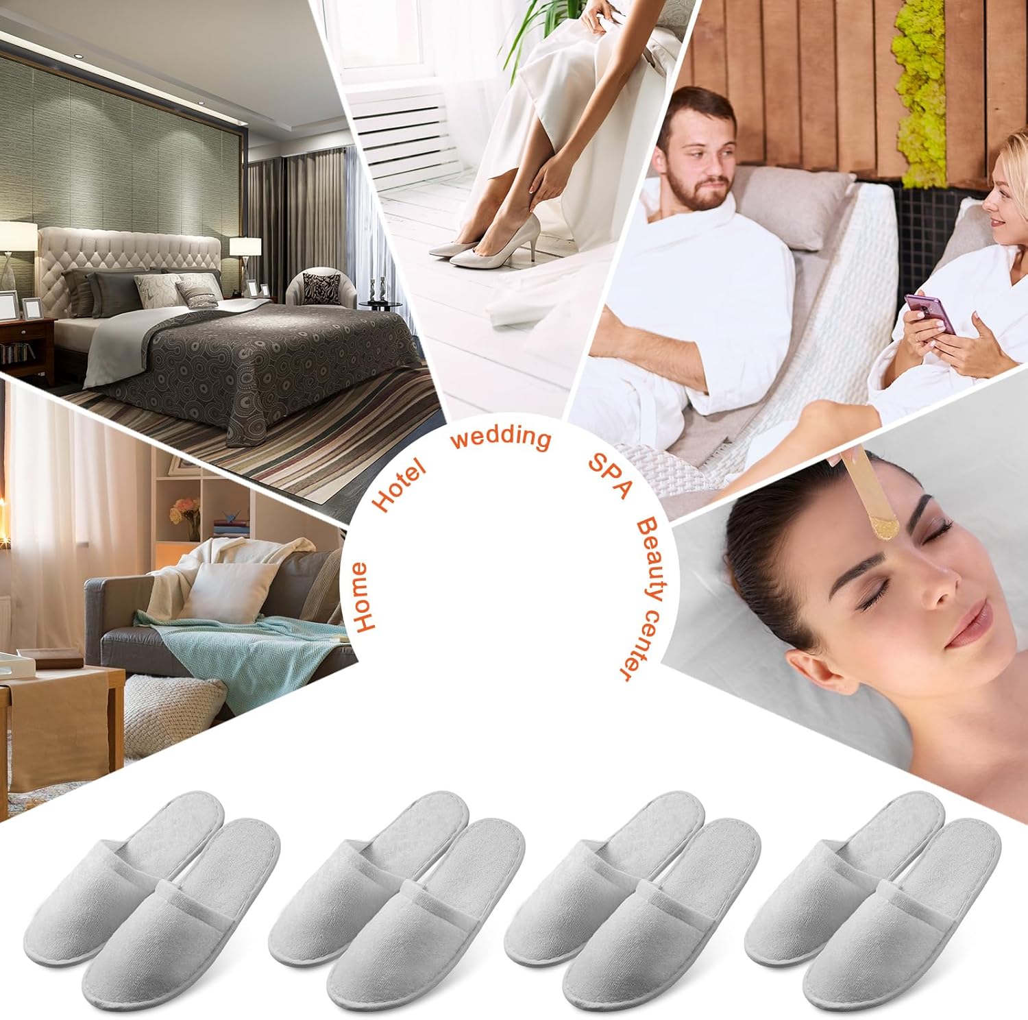 24 pares de pantuflas de casa para invitados, pantuflas de hotel para interiores, para bodas, spa, pantuflas desechables para el hogar sin zapatos