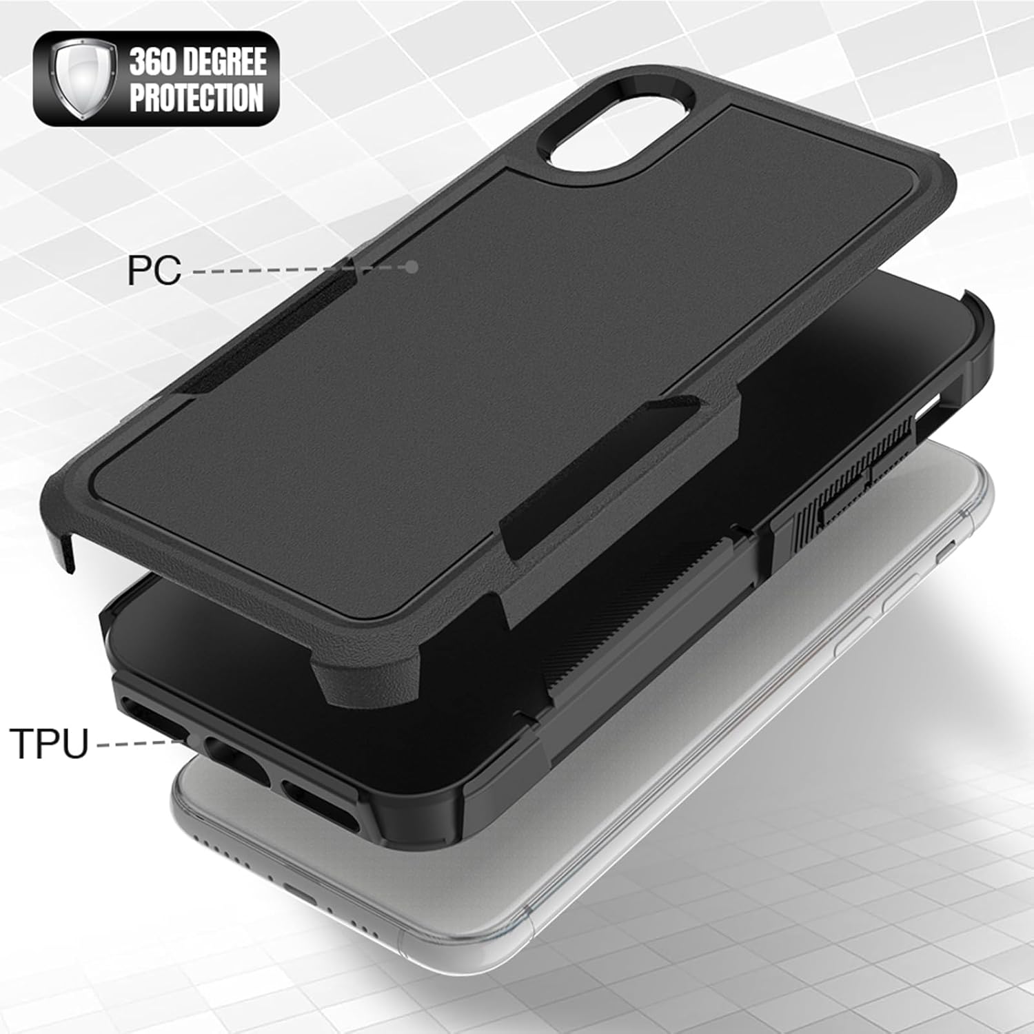 Funda para iPhone XiPhone Xs funda protectora de doble capa resistente para teléfono celular, a prueba de golpes, resistente, con protector de