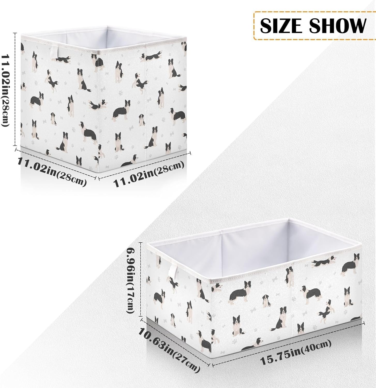 Border Collie – Cubo de almacenamiento de tela, cubos de almacenamiento plegables, grandes organizadores de armario, cestas para guardería,