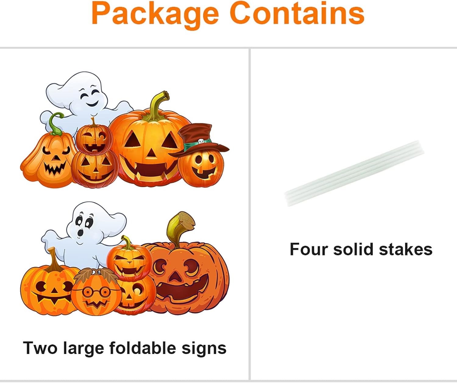Letreros grandes para decoración de Halloween al aire libre, 2 piezas de decoración de calabaza fantasma de Halloween, accesorios para decoración de