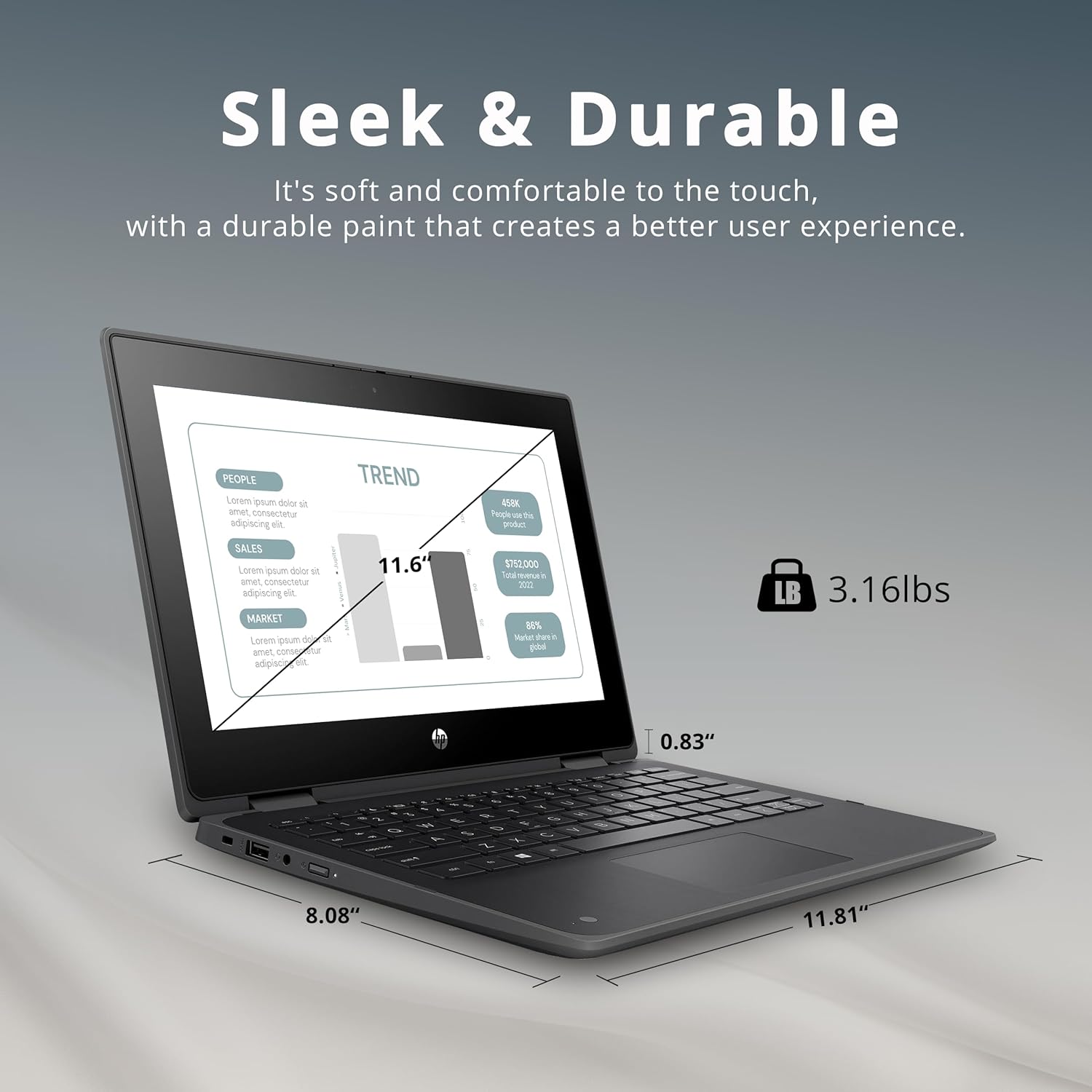 HP ProBook x360 – Computadora portátil HD 2 en 1 con pantalla táctil de 11.6 pulgadas, Intel Celeron N5100 de cuatro núcleos, 4 GB LPDDR4 RAM, 64 GB