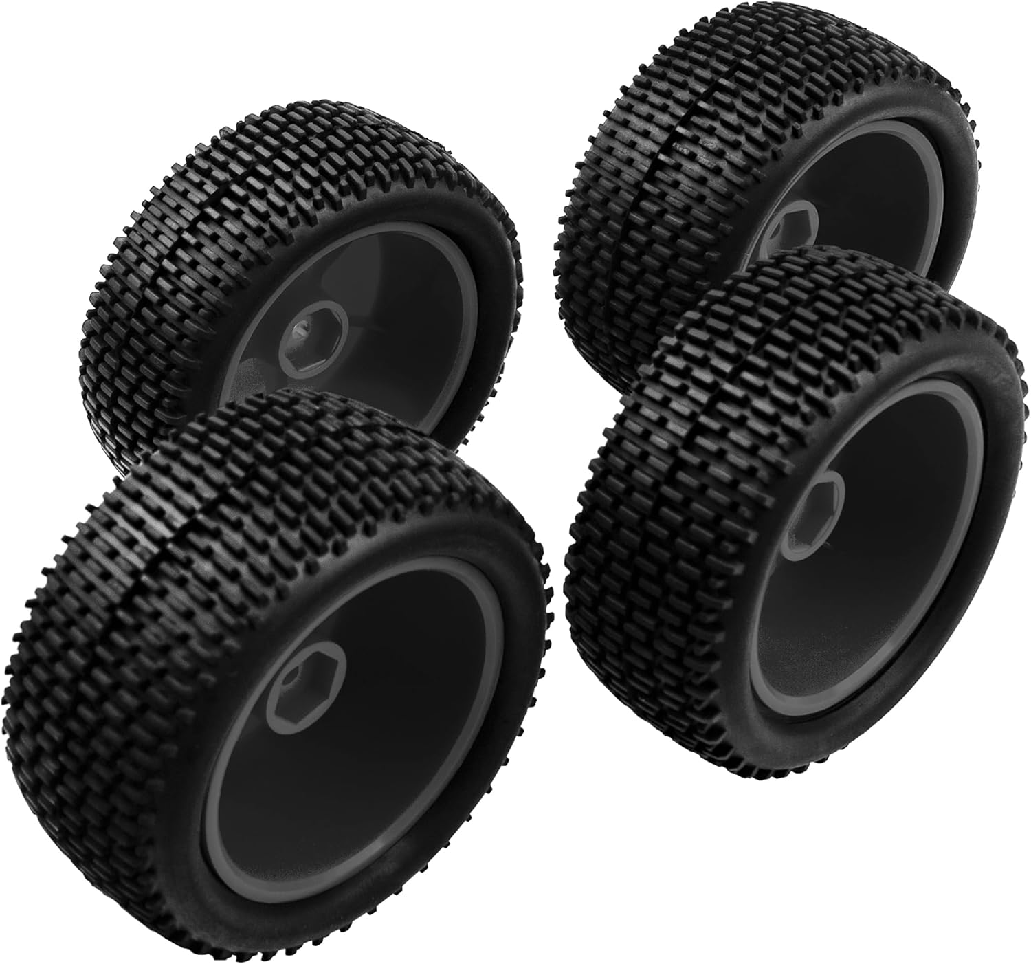 OD 88mm3.46″ Neumático de goma delantero trasero y llantas de plástico 0.472 in cubo hexagonal compatible con Redcat Tornado Shockwave HPI HSP