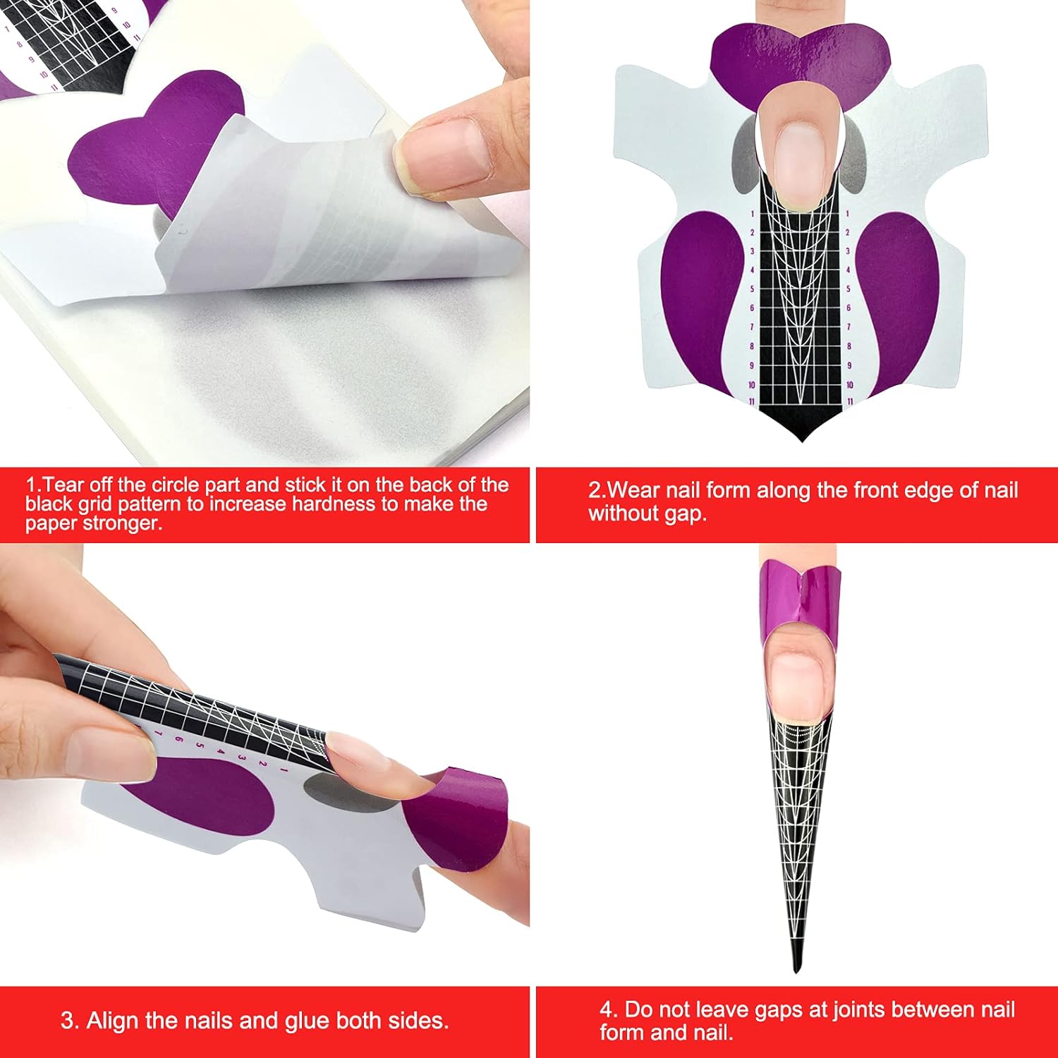 100 Uds. Profesional Stiletto Nail Forms Acrílico Curva Uñas UV Gel Extensión de Uñas de Uñas Guía de Arte de Uñas Adhesivo Adhesivo Adhesivo
