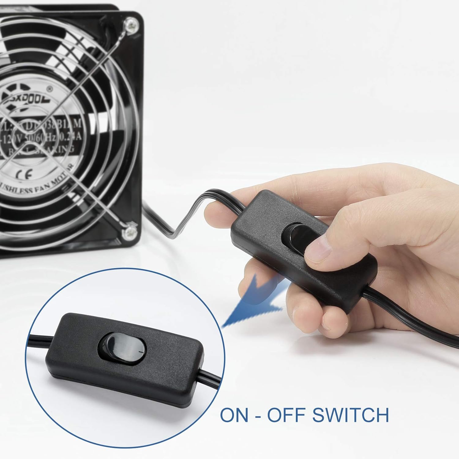 Ventilador de refrigeración axial de 4.7 in, CA 115 V 120 V 4.724 in x 1.496 in de alta velocidad CFM con cable de alimentación de interruptor, para