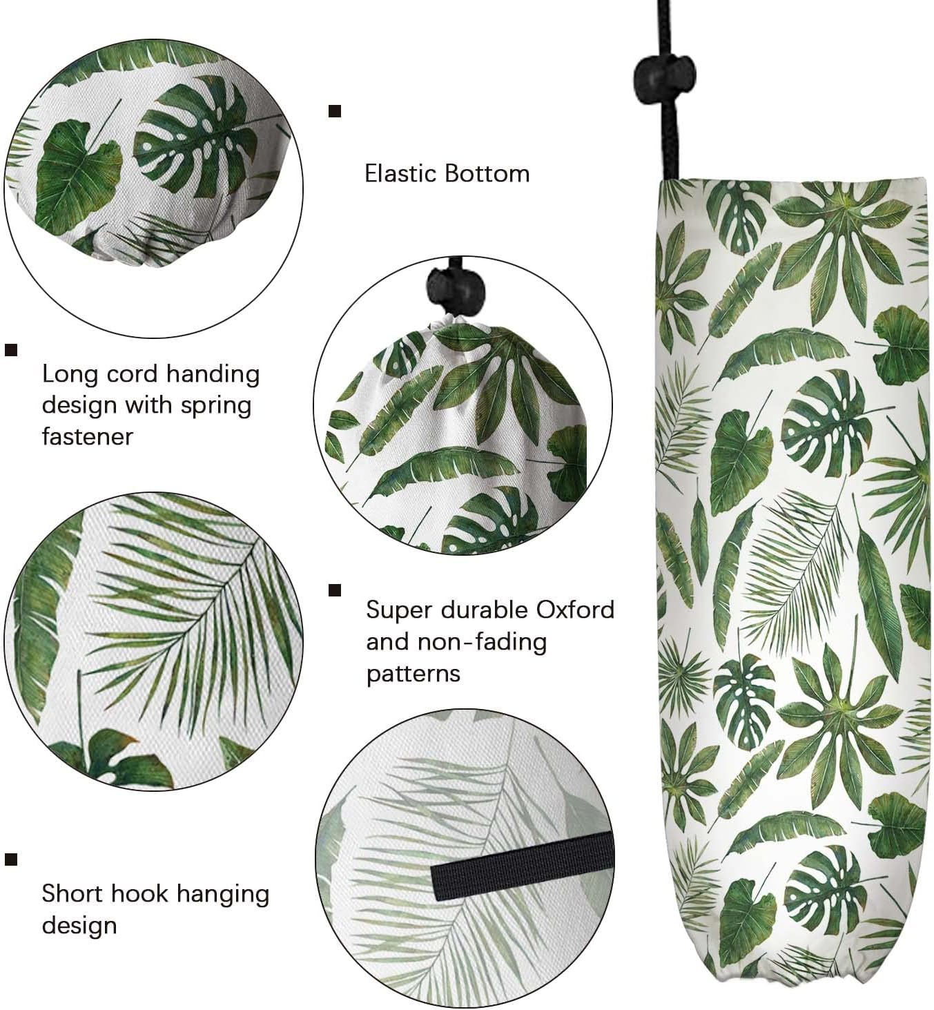 Bonito soporte para bolsas de plástico, hojas verdes, dispensador de bolsas de comestibles, organizador de bolsas de compras, regalos para