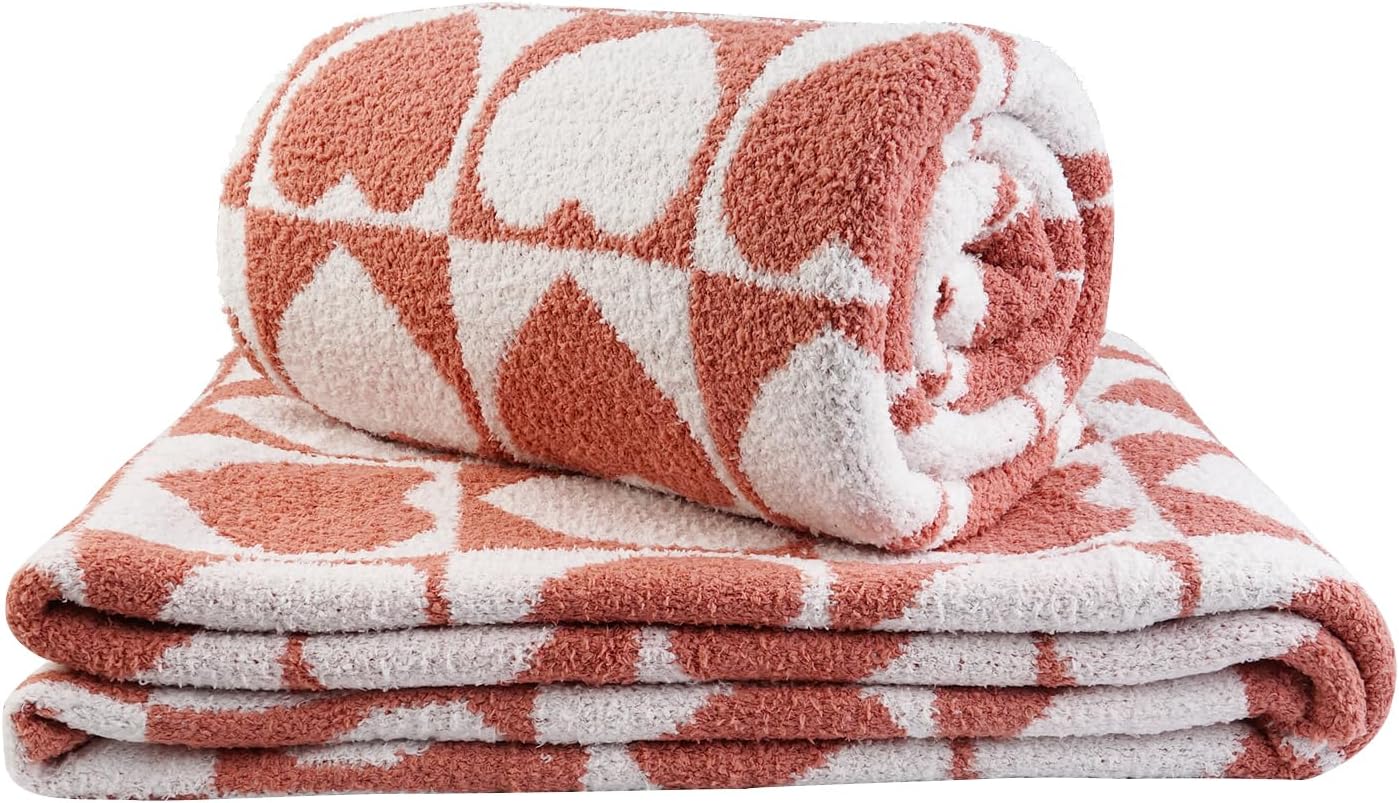 Viviland Manta  Manta mullida de cuadrícula de ajedrez, tejida suave y acogedora manta de microfibra cálida para sofá, cama, viajes a casa (amor