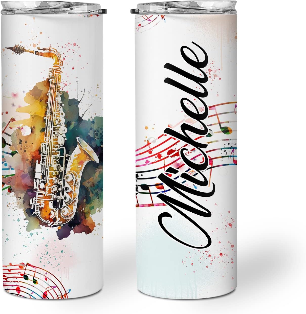 Hyturtle Vaso delgado de saxofón personalizado para hombres y mujeres, regalos de cumpleaños para amantes del saxofón, regalos de saxofonistas,
