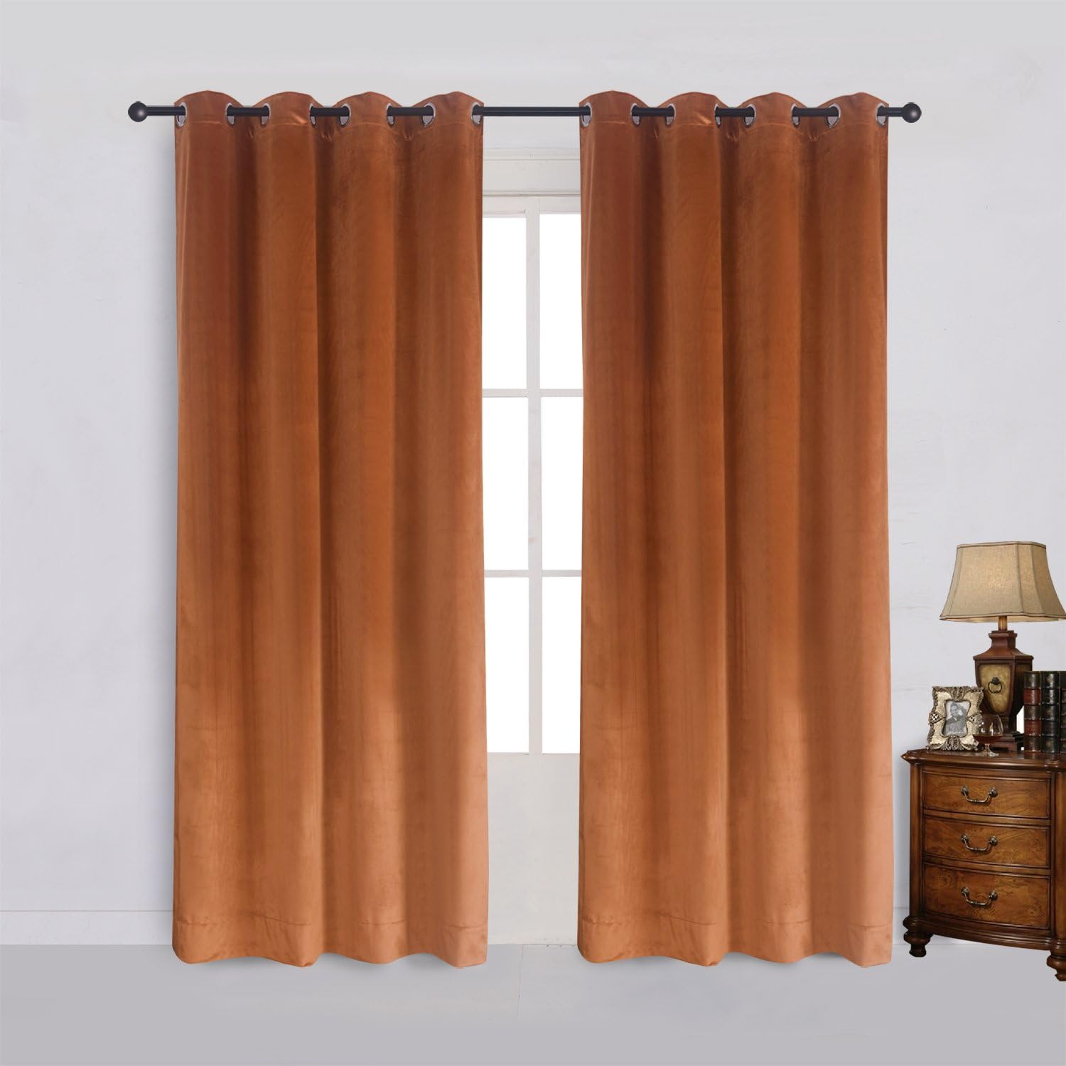 Cherry Home Cortinas blackout de terciopelo rústico supersuave decorativas, para oscurecer la habitación, panel con ojales metálicos, de