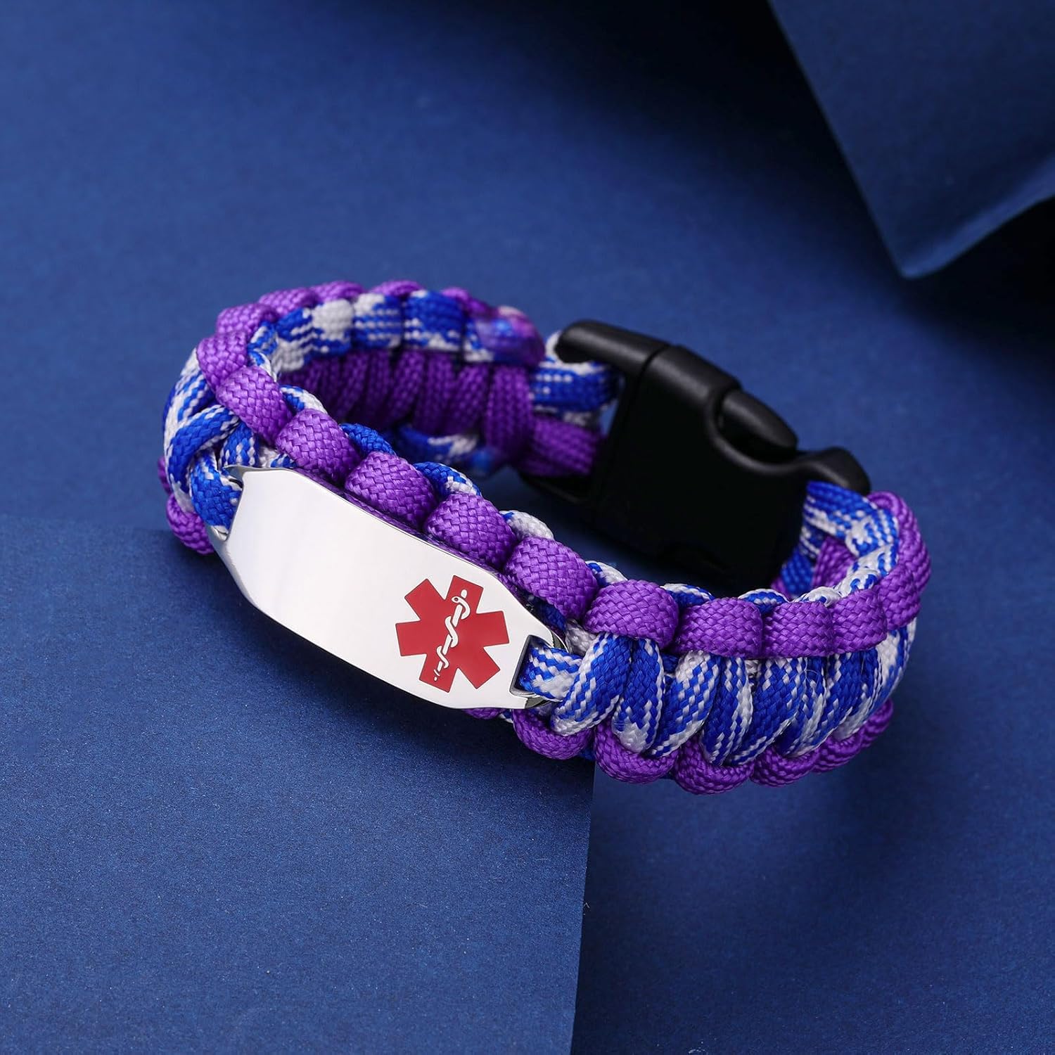 JF.JEWELRY Medical Alert Bracelet for Women  Stainless Steel Medical Emergency ID Bracelet  Paracord Braided Medical Alert Bracelet  Free Engraving